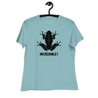 "Frogs Are Incredible" Frog T-Shirt for Women (Black Print) Heather Blue Lagoon / S