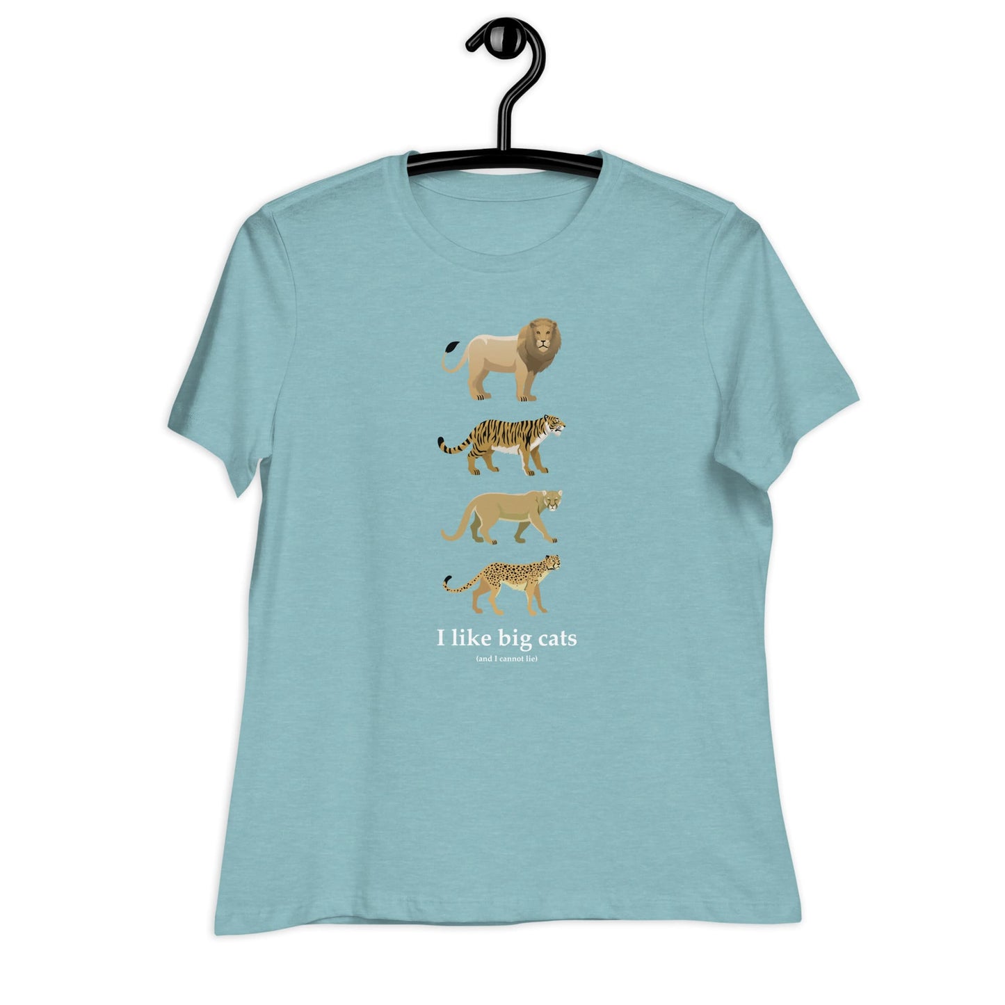 "I Like Big Cats (And I Cannot Lie)" Big Cat Lover's T-Shirt (Women's) Heather Blue Lagoon / S