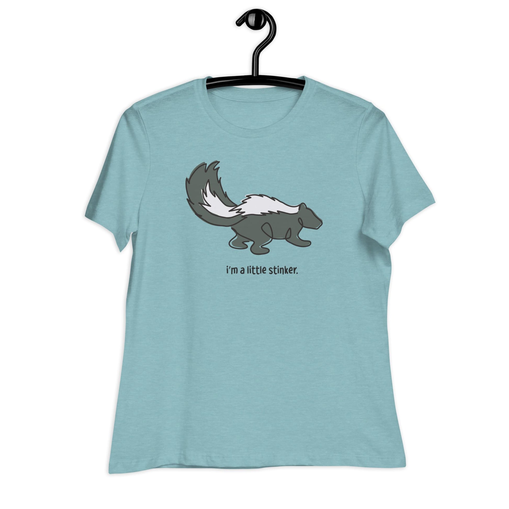 "I'm a Little Stinker" Skunk T-Shirt for Women Heather Blue Lagoon / S