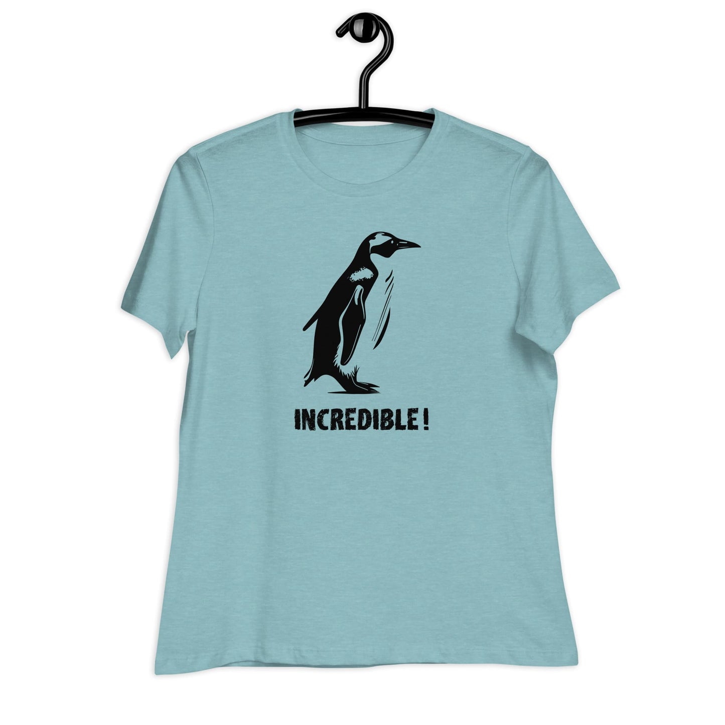 Penguins Are Incredible!” Penguins T-Shirt – Black Print (Women’s) Heather Blue Lagoon / S