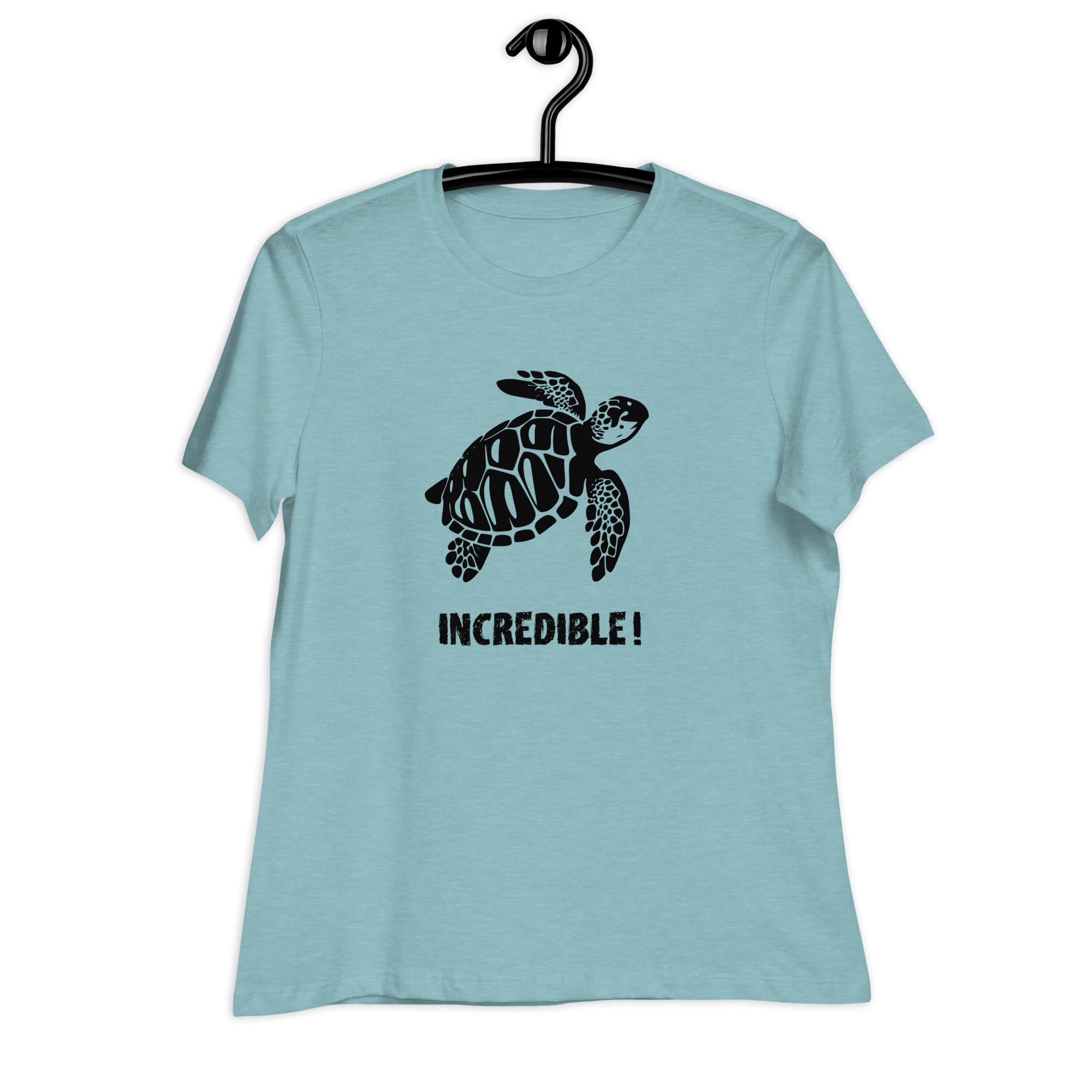 "Sea Turtles Are Incredible" Sea Turtle T-Shirt - Black Print (Women's) Heather Blue Lagoon / S