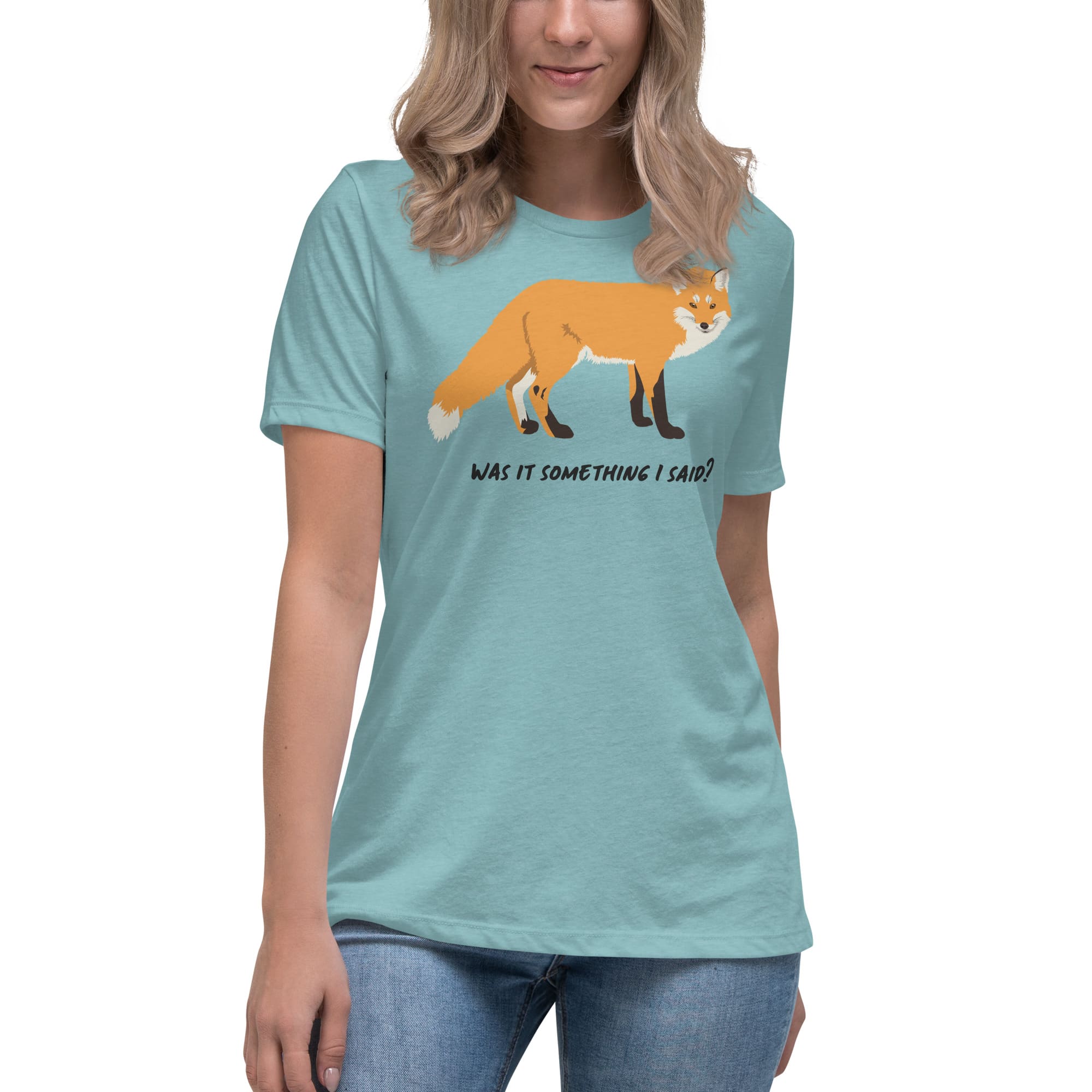 "Was It Something I Said?" Fox T-Shirt (Women's) Heather Blue Lagoon / S