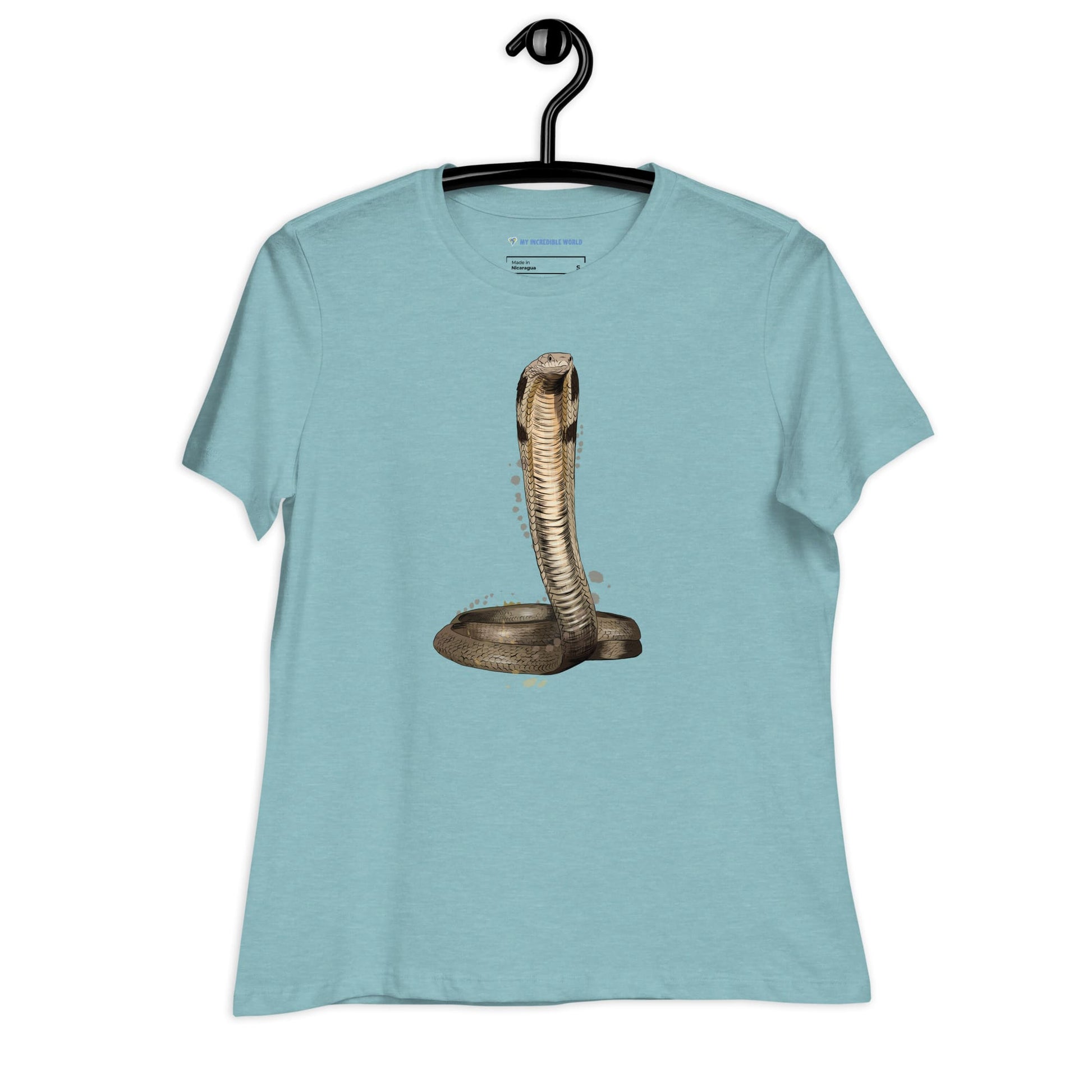 "Watercolor Cobra" Women's Cobra T-Shirt (Snake) Heather Blue Lagoon / S