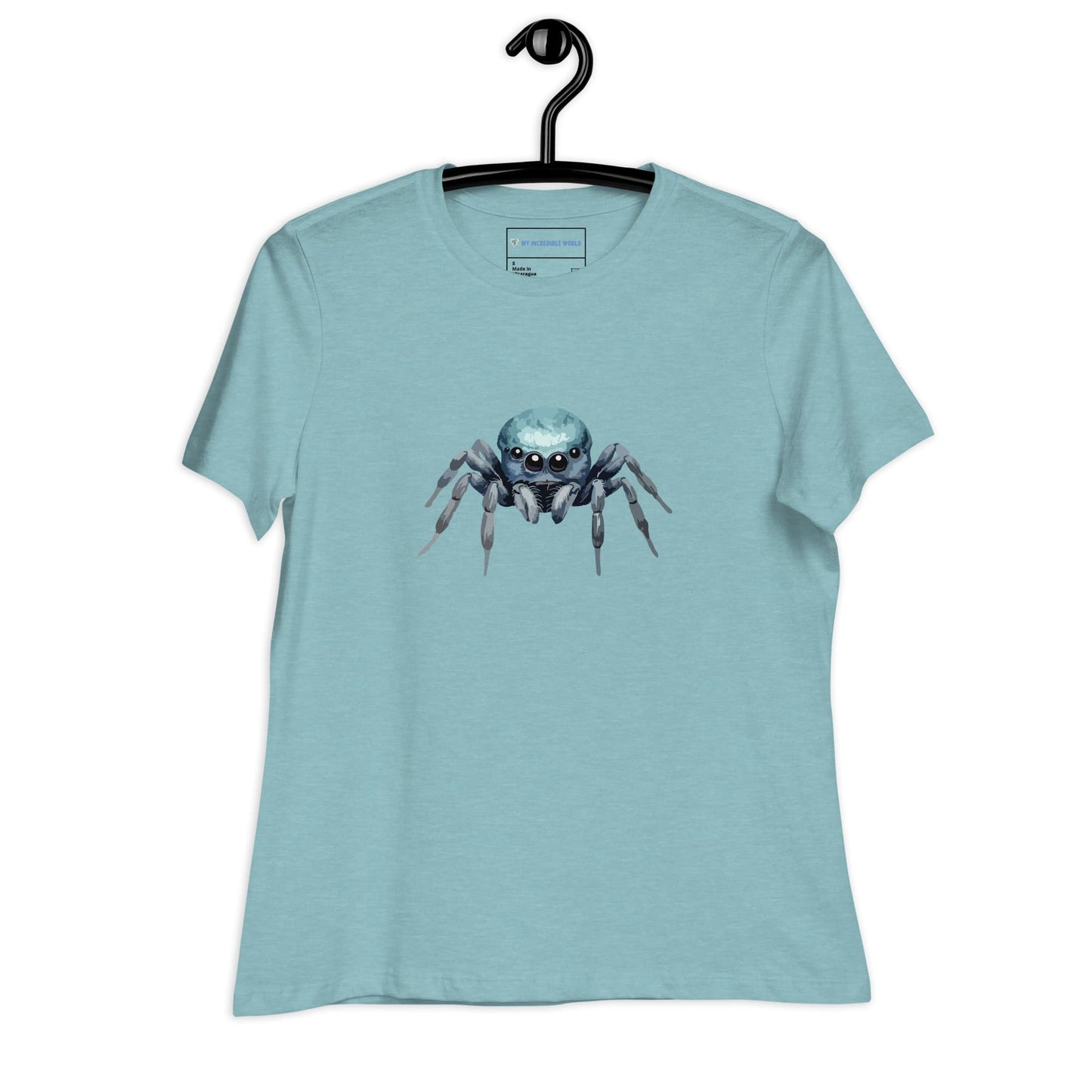 "Watercolor Spider" Cute Women's Spider T-Shirt Heather Blue Lagoon / S