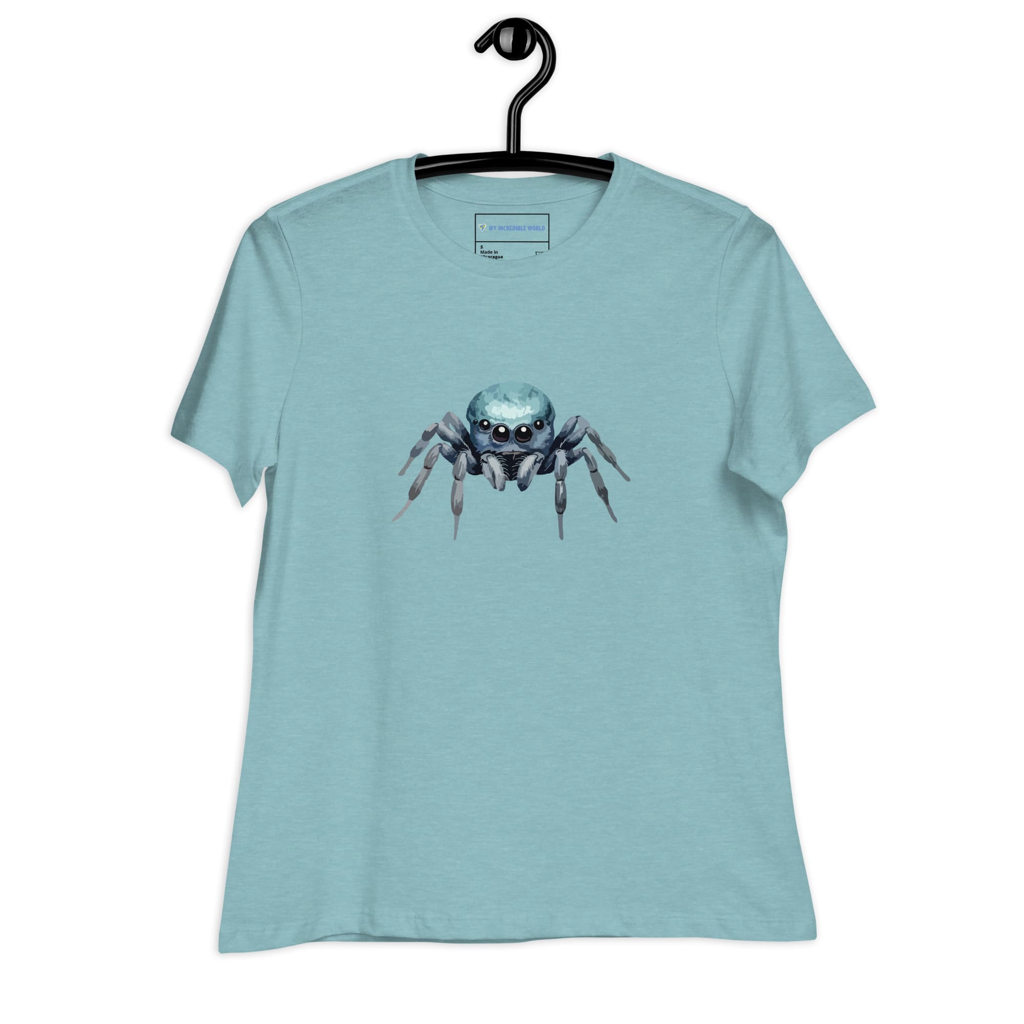 "Watercolor Spider" Cute Women's Spider T-Shirt Heather Blue Lagoon / S