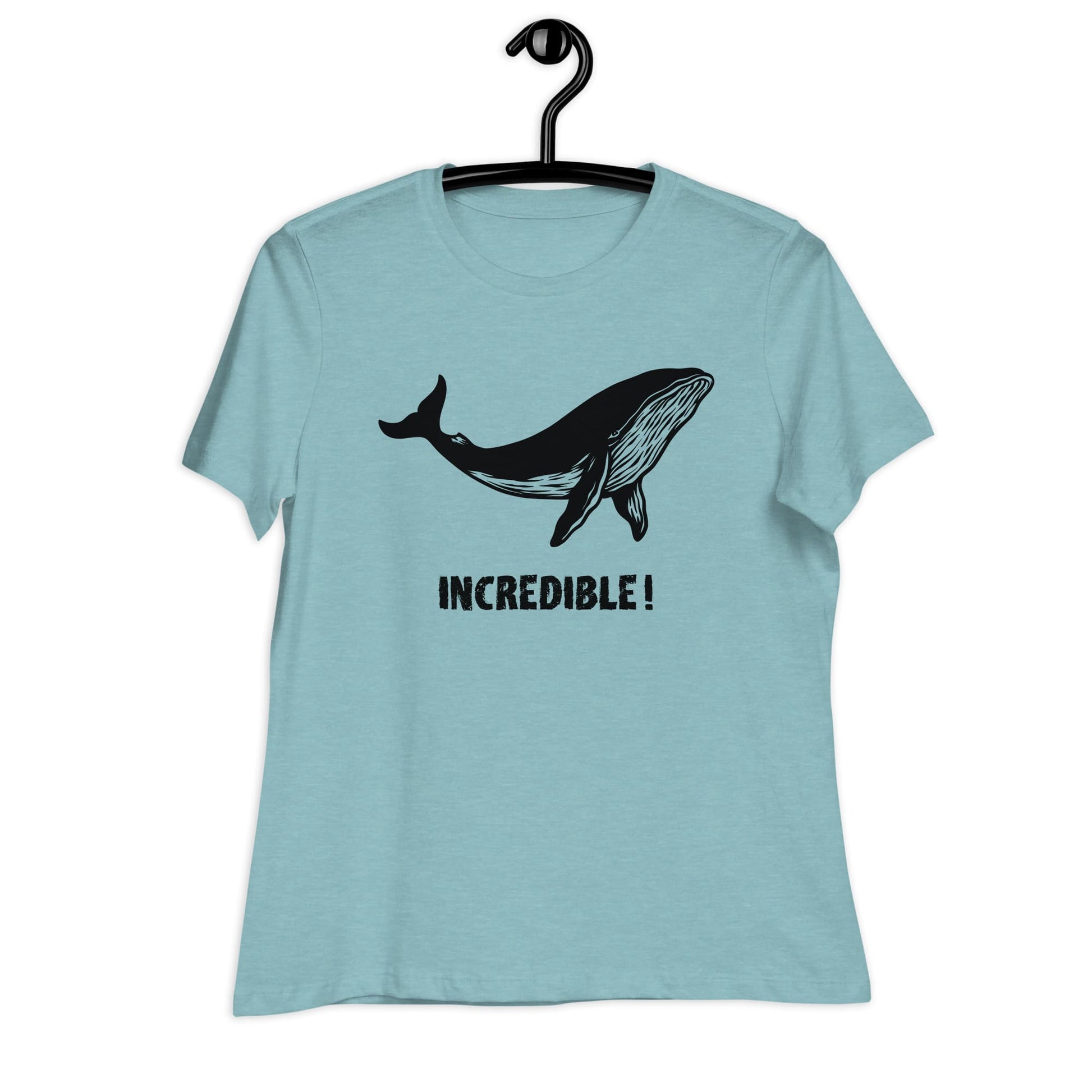 "Whales Are Incredible" Whale T-Shirt for Women (Black Print) Heather Blue Lagoon / S