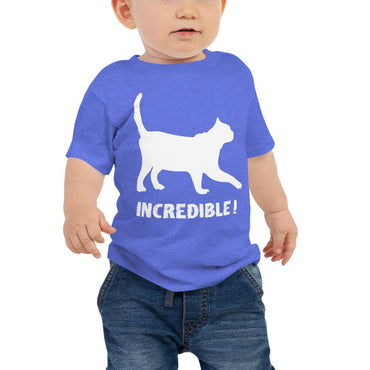 "Cats Are Incredible" Cat T-Shirt for Babies (White Print) Heather Columbia Blue / 6-12m