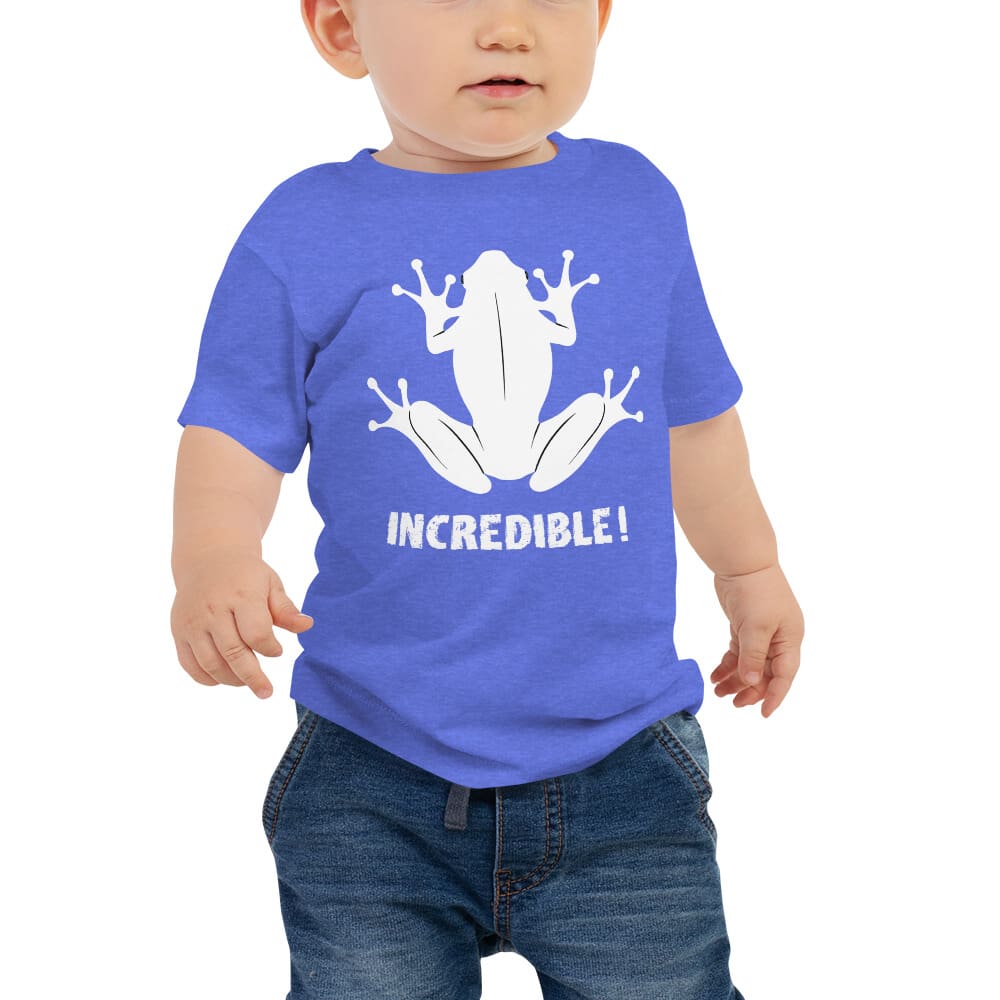 "Frogs Are Incredible" Frog T-Shirt for Babies (White Print) Heather Columbia Blue / 6-12m / --