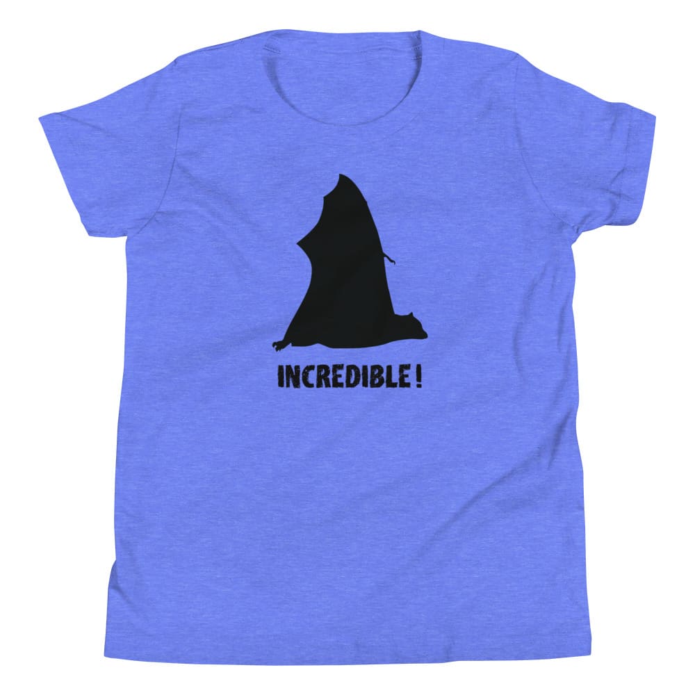 "Bats Are Incredible" Bat T-Shirt for Youth/Kids (Black Print) Heather Columbia Blue / S / --