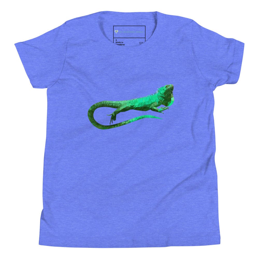 "Low-Poly Iguana" Polygonal Iguana T-Shirt (Youth/Kids) Heather Columbia Blue / S