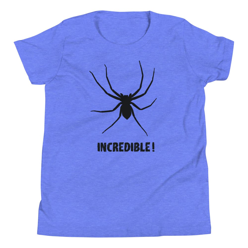 "Spiders Are Incredible" Spider T-Shirt for Youth/Kids (Black Print) Heather Columbia Blue / S / --