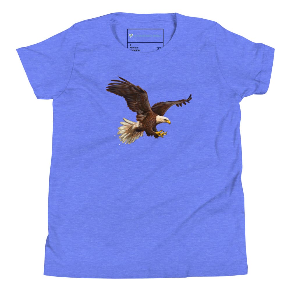 "Watercolor Bald Eagle" Bald Eagle T-Shirt (Youth/Kids) Heather Columbia Blue / S