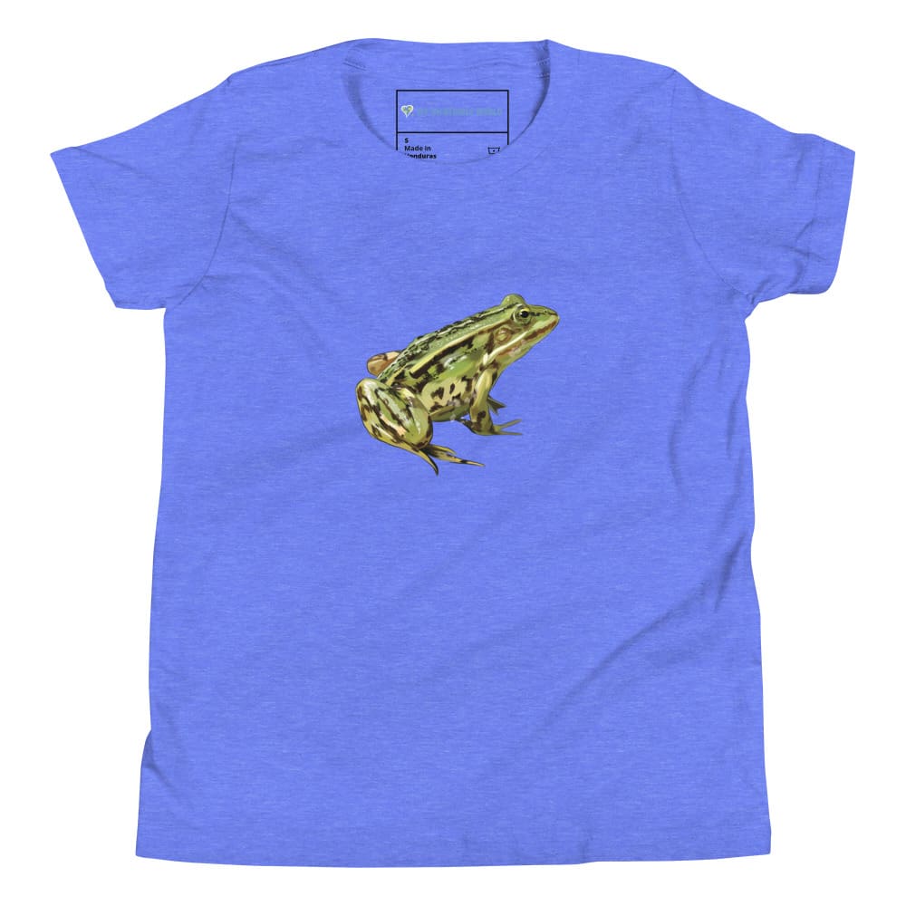 "Watercolor Frog" Frog T-Shirt (Youth/Kids Unisex) Heather Columbia Blue / S