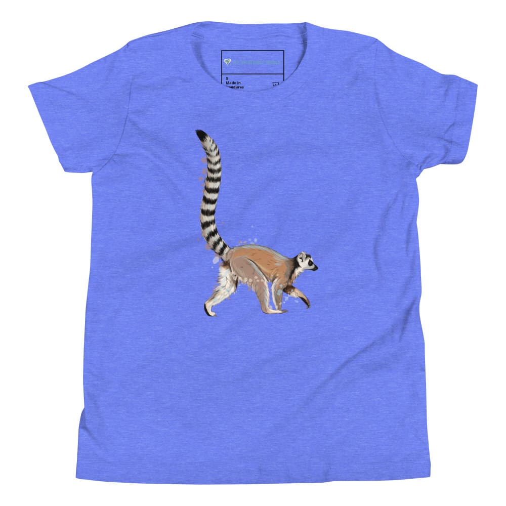 "Watercolor Lemur" Lemur T-Shirt (Youth/Kids) Heather Columbia Blue / S