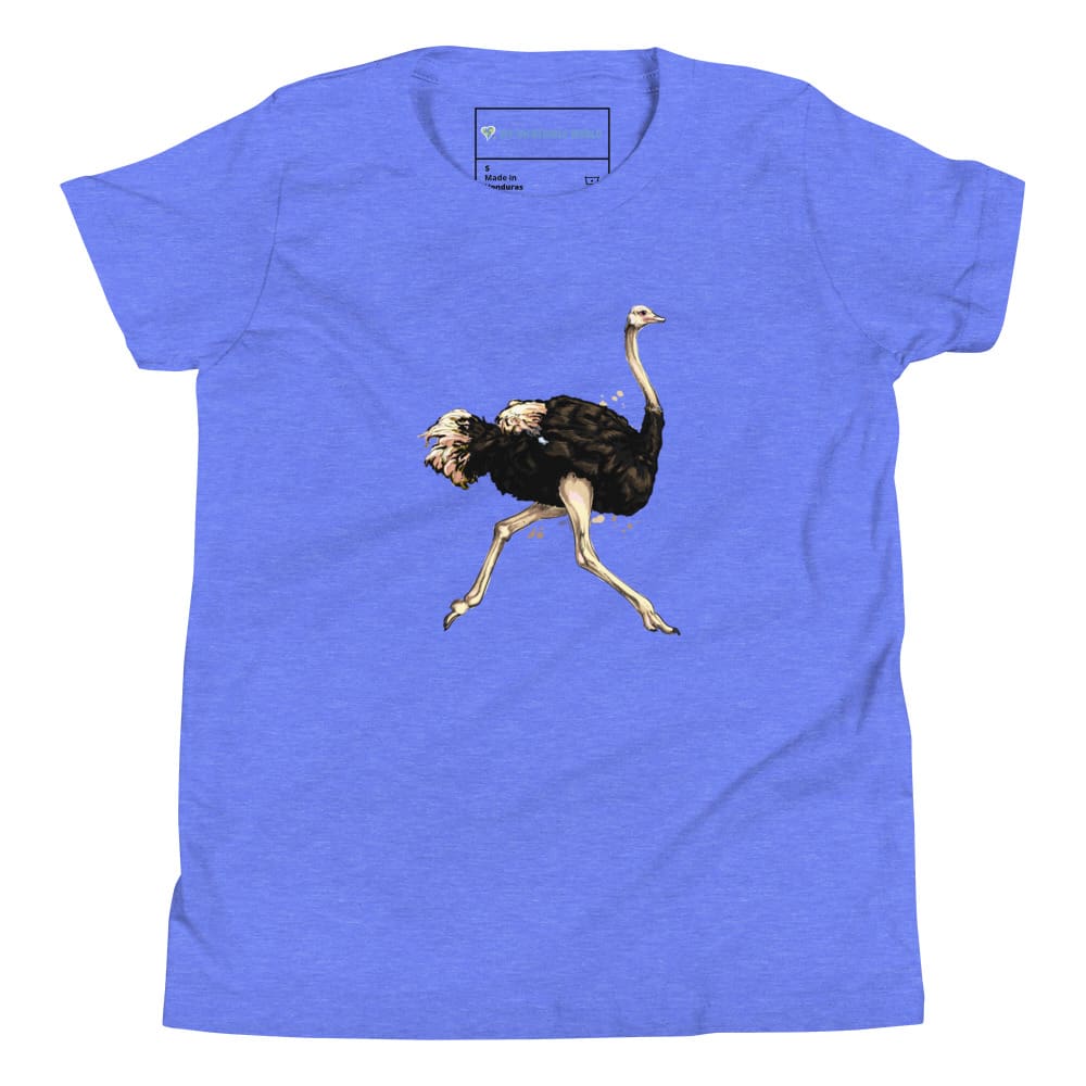 "Watercolor Ostrich" Ostrich T-Shirt (Youth/Kids) Heather Columbia Blue / S