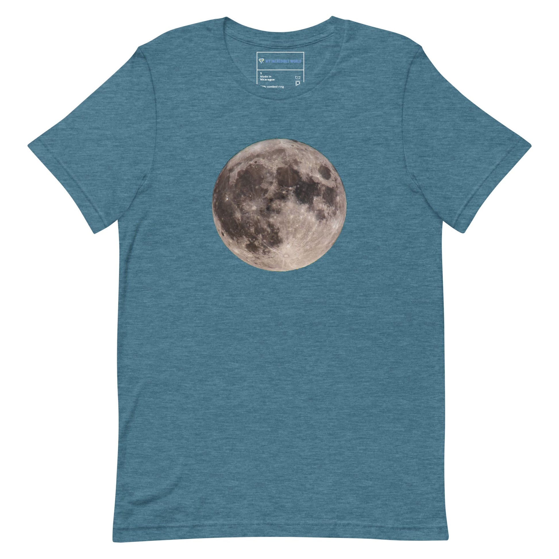 "Blue Moon Supermoon" Full Moon T-Shirt (Adult Unisex) Heather Deep Teal / S