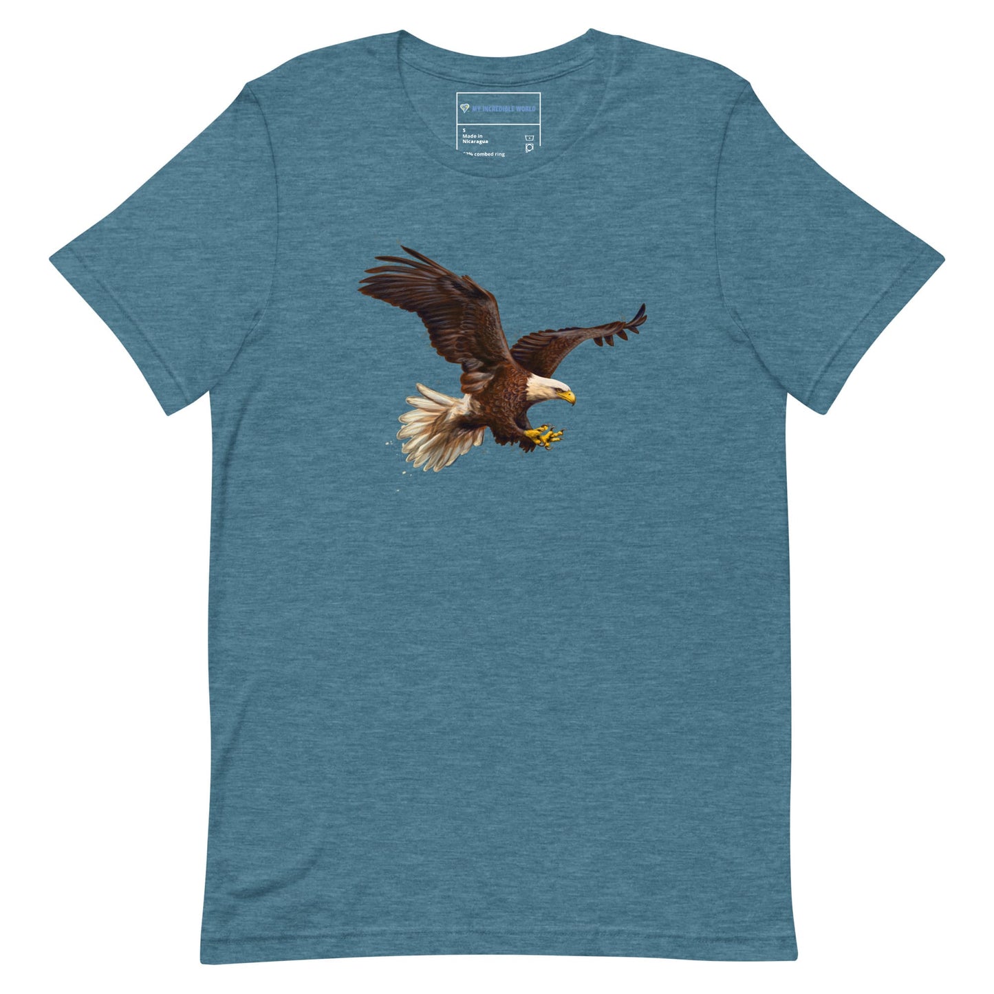 "Watercolor Bald Eagle" Bald Eagle T-Shirt (Adult Unisex) Heather Deep Teal / S