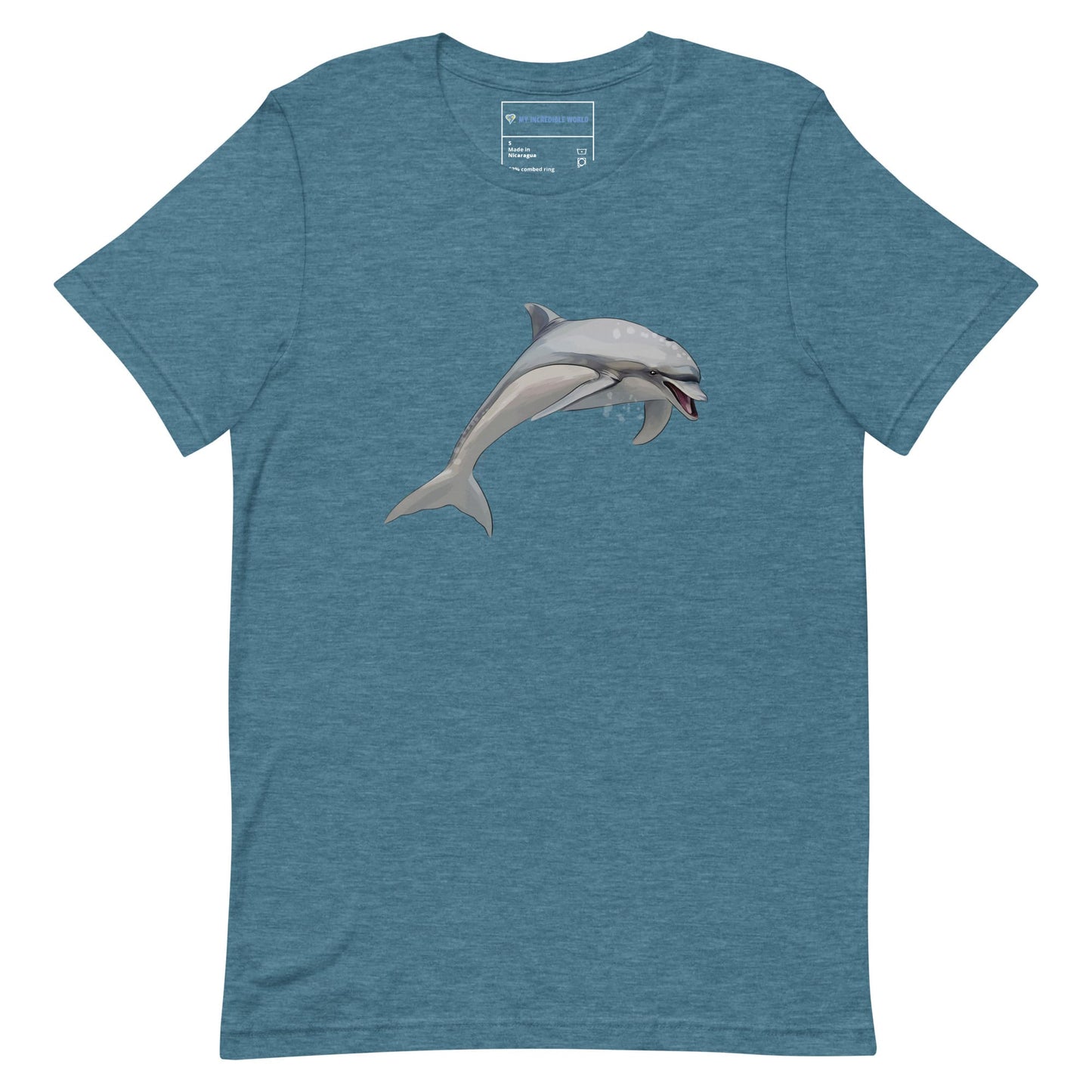 "Watercolor Dolphin" Dolphin T-Shirt (Adult Unisex) Heather Deep Teal / S