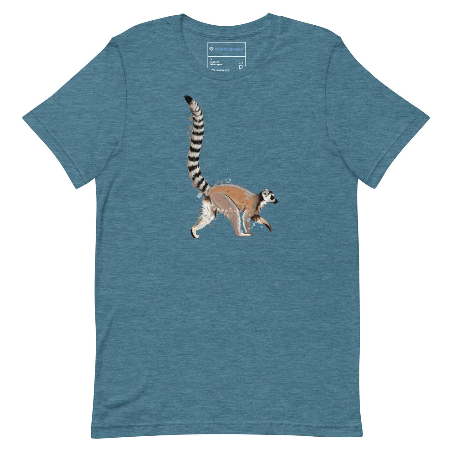 "Watercolor Lemur" Lemur T-Shirt (Adult Unisex) Heather Deep Teal / S