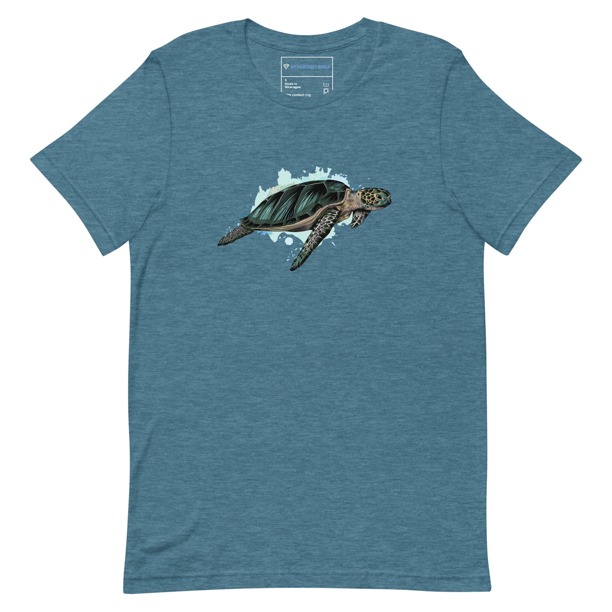 "Watercolor Sea Turtle" Sea Turtle T-Shirt (Adult Unisex) Heather Deep Teal / S