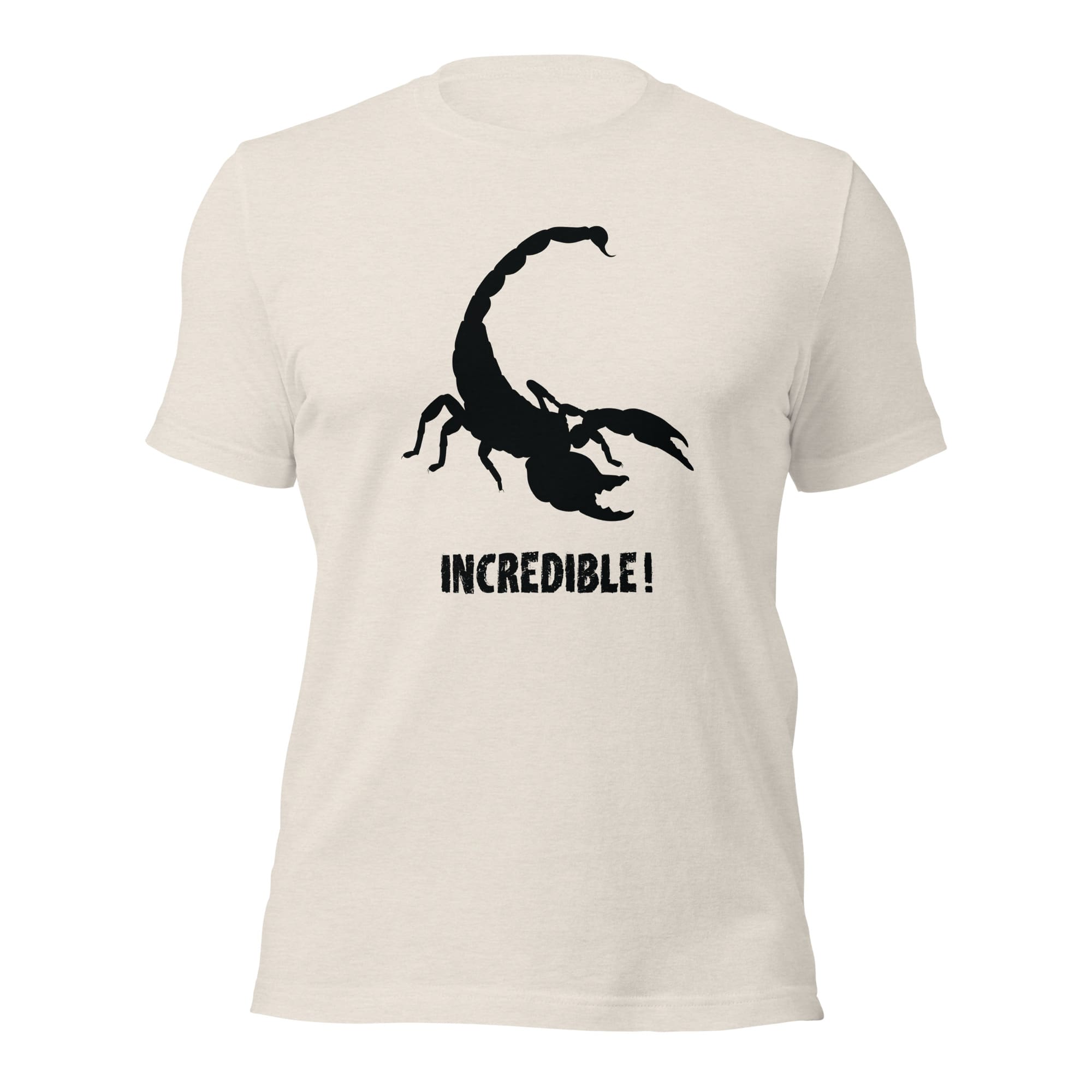 "Scorpions Are Incredible" Scorpion T-Shirt - Black Print (Adult Unisex / Men's) Heather Dust / S