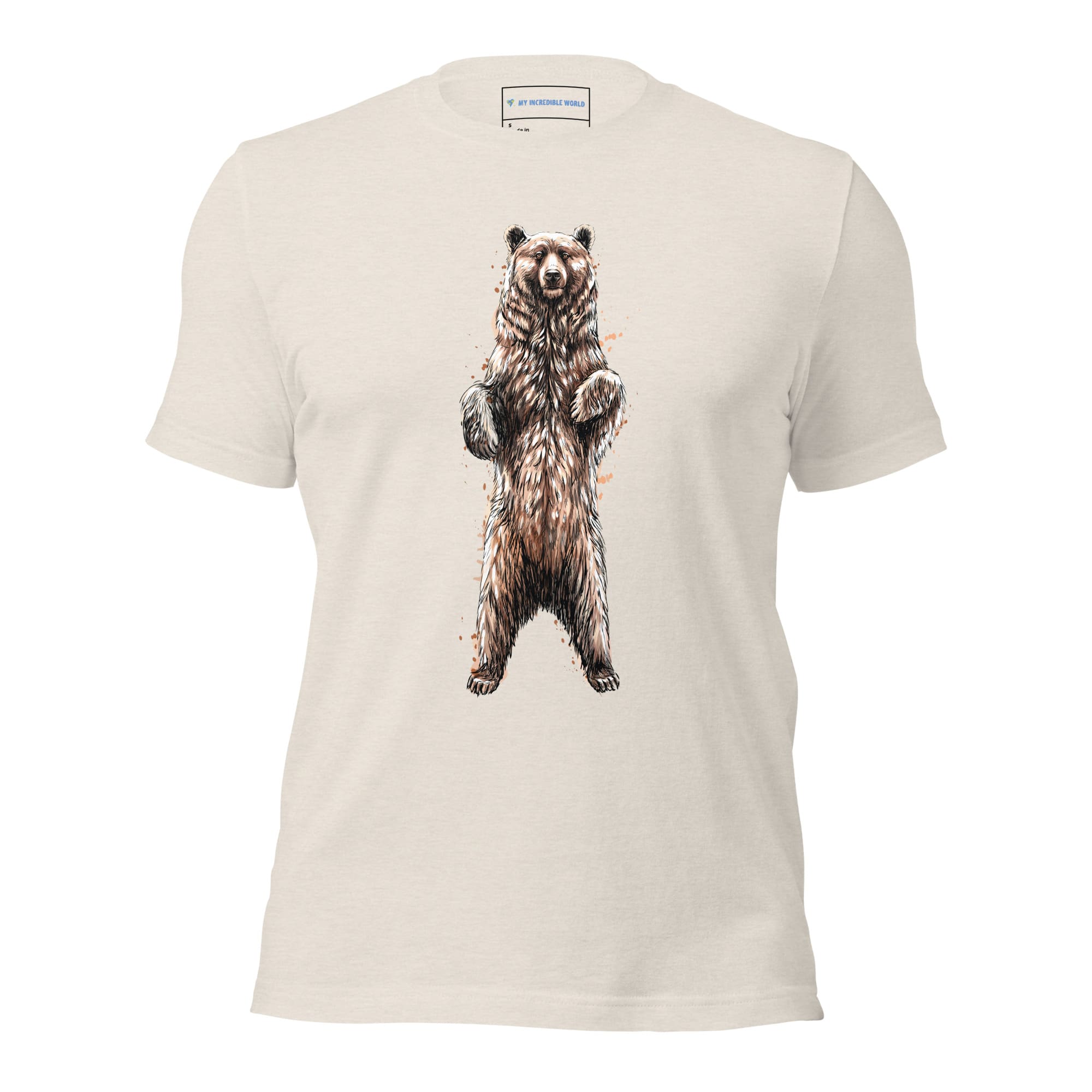 "Watercolor Brown Bear" Bear T-Shirt (Adult Unisex) Heather Dust / S