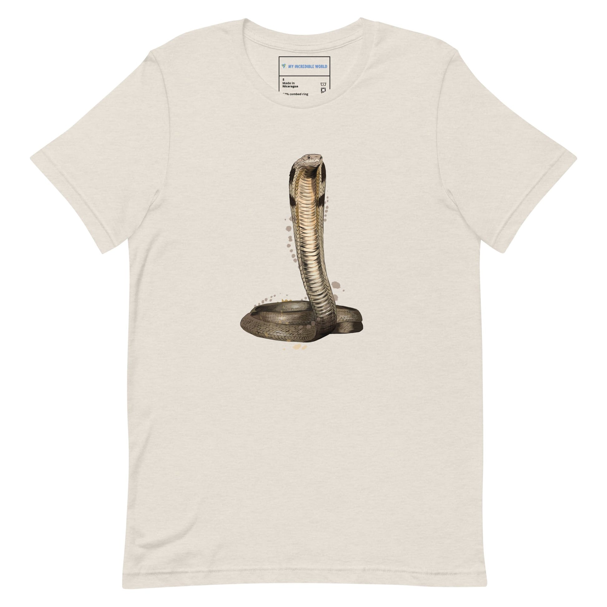 "Watercolor Cobra" Cobra Snake T-Shirt (Adult Unisex) Heather Dust / S