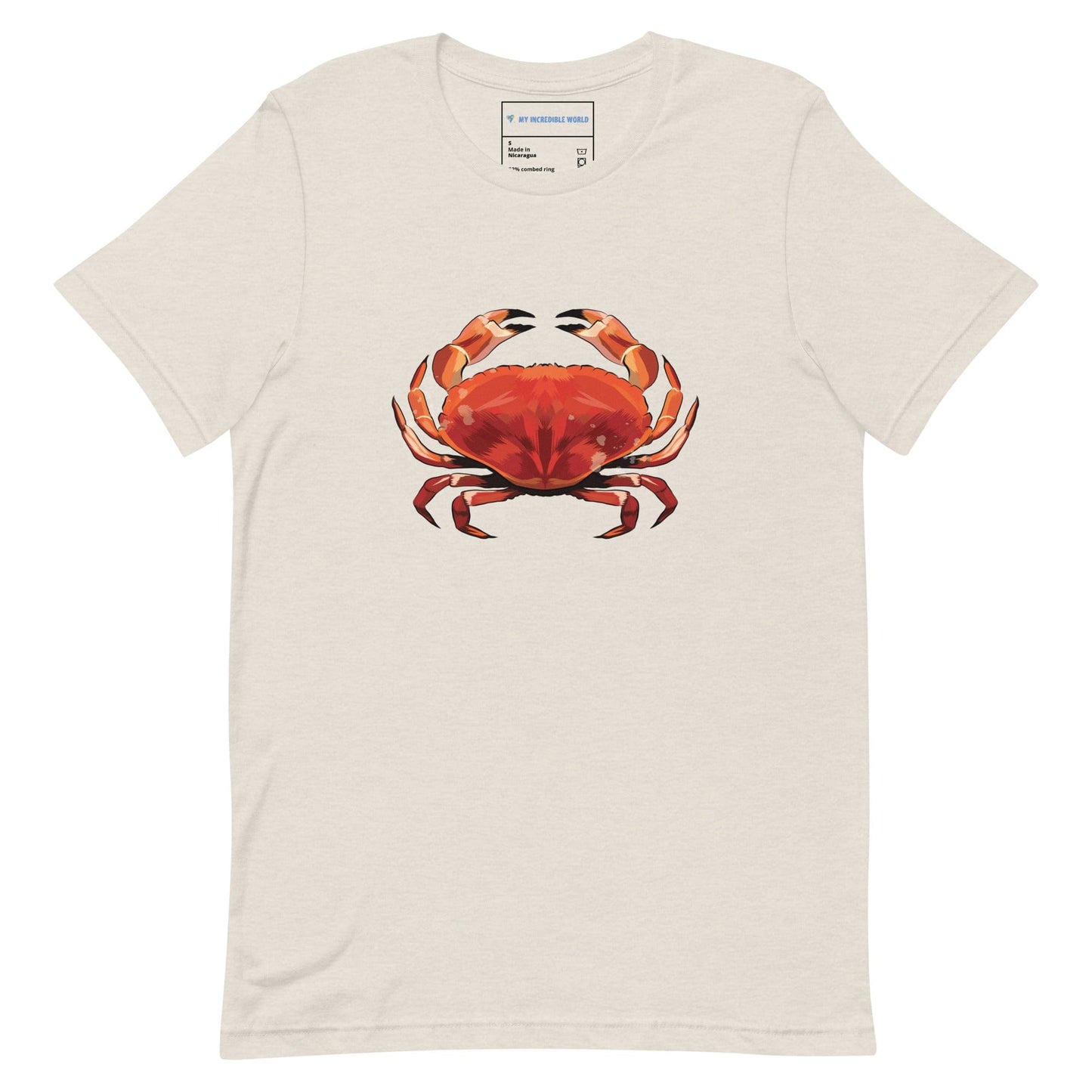 "Watercolor Crab" Crab T-Shirt (Adult Unisex) Heather Dust / S