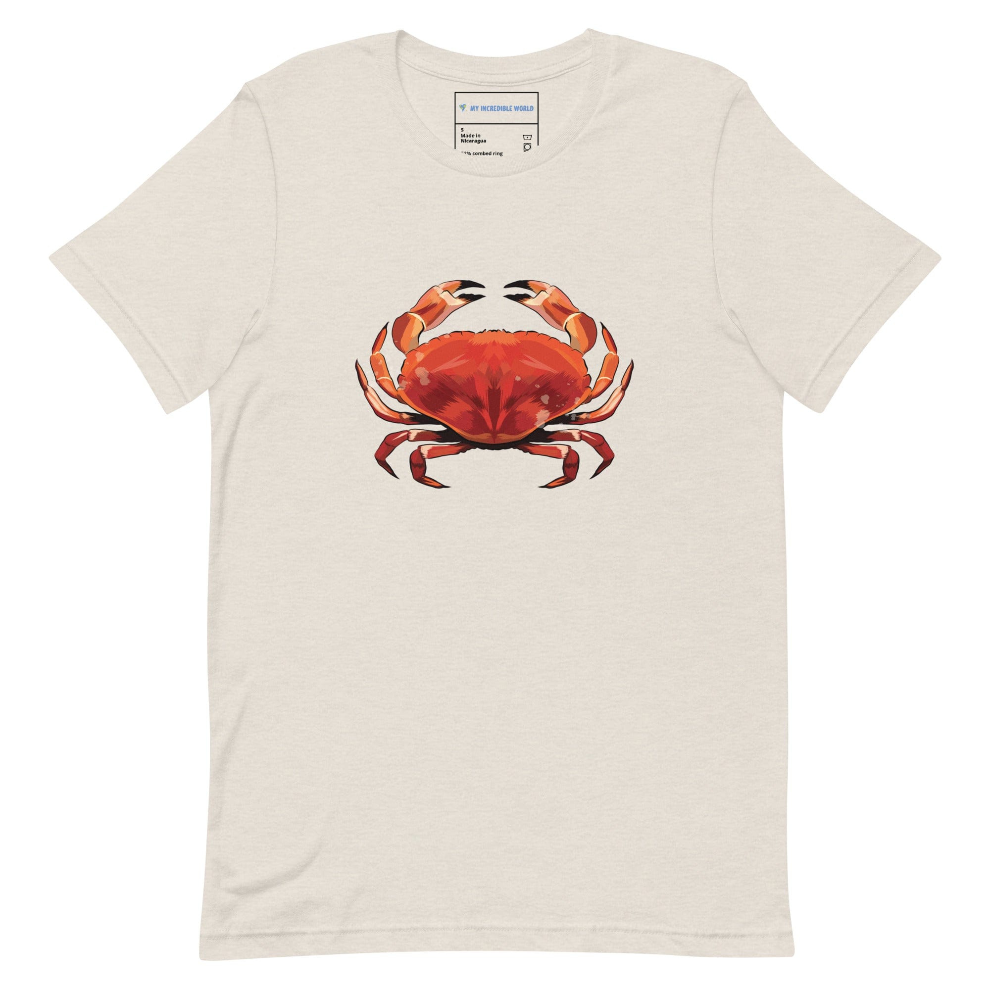 "Watercolor Crab" Crab T-Shirt (Adult Unisex) Heather Dust / S