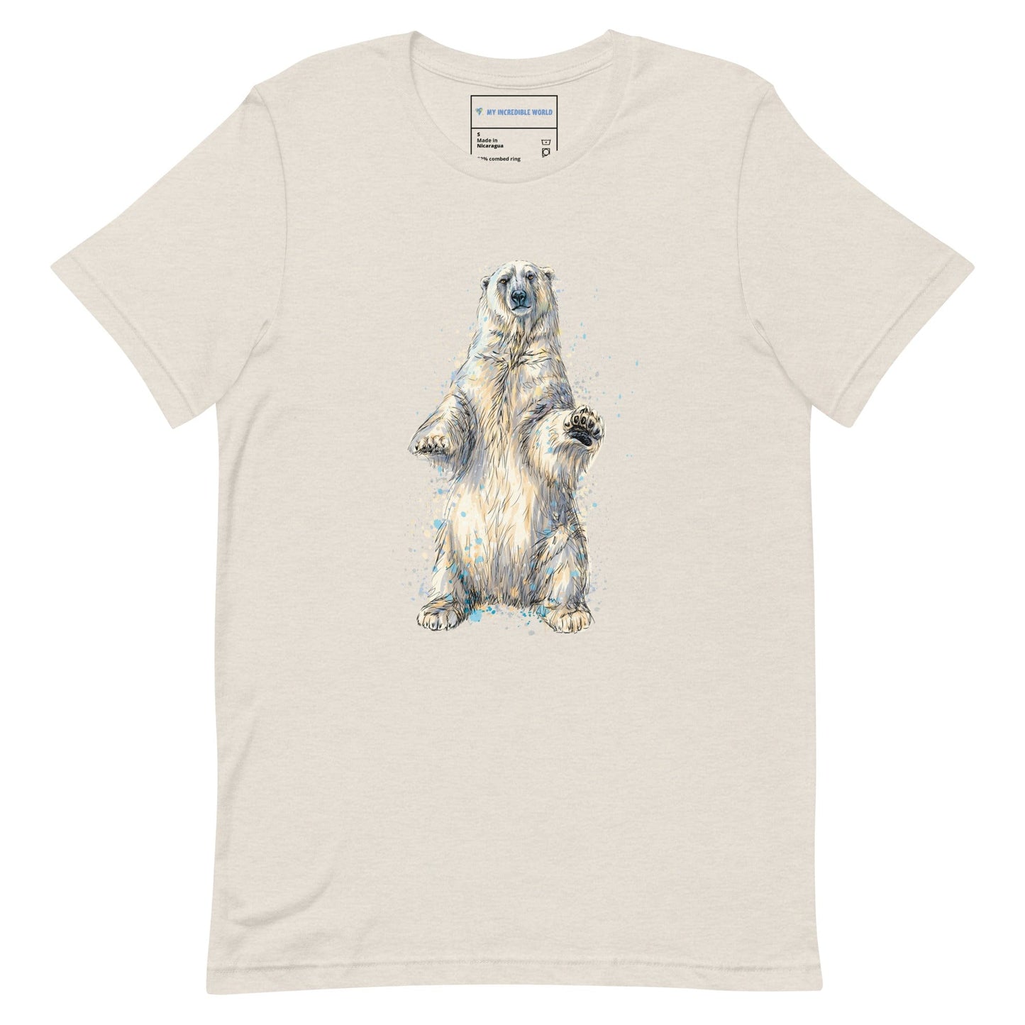 "Watercolor Polar Bear" Polar Bear T-Shirt (Adult Unisex) Heather Dust / S