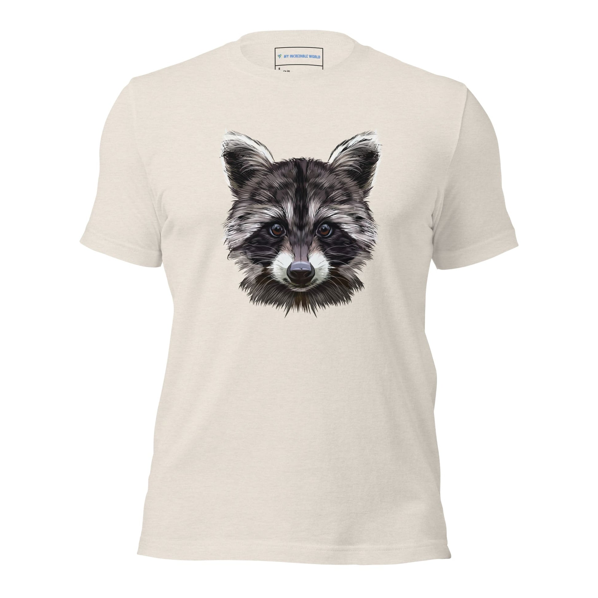 "Watercolor Raccoon" Raccoon T-Shirt (Adult Unisex) Heather Dust / S