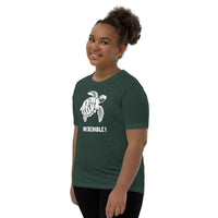 "Sea Turtles Are Incredible" Sea Turtle T-Shirt for Youth/Kids (White Print) Heather Forest / S