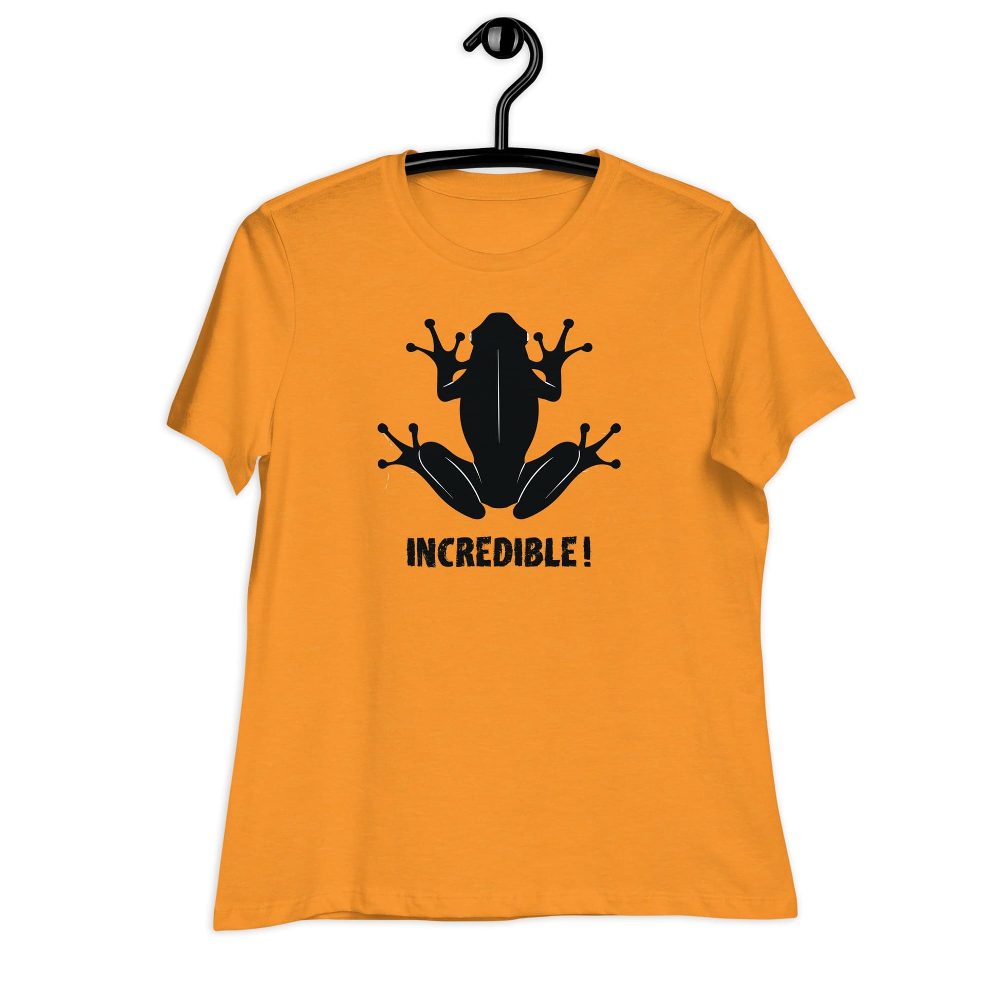 "Frogs Are Incredible" Frog T-Shirt for Women (Black Print) Heather Marmalade / S