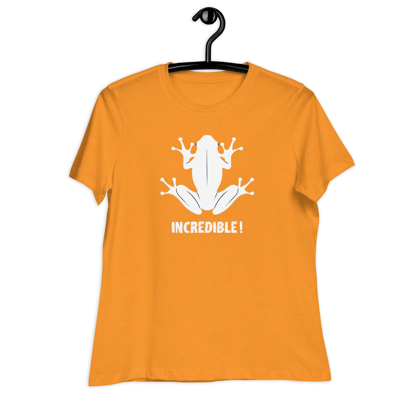 "Frogs Are Incredible" Frog T-Shirt for Women (White Print) Heather Marmalade / S