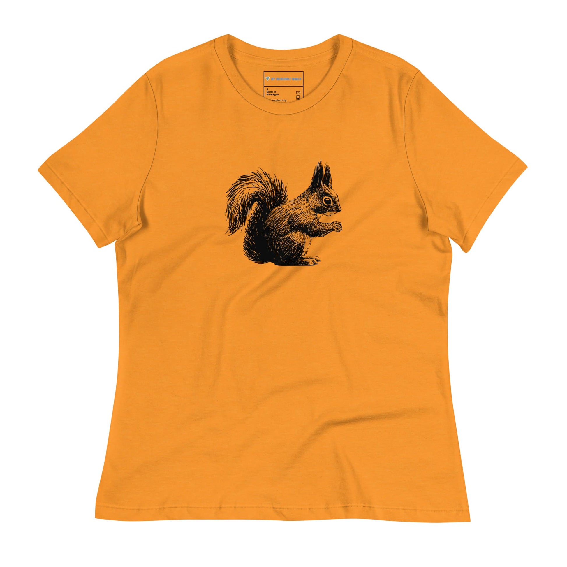 "Gentle Squirrel" Squirrel Sketch T-Shirt (Women's) Heather Marmalade / S