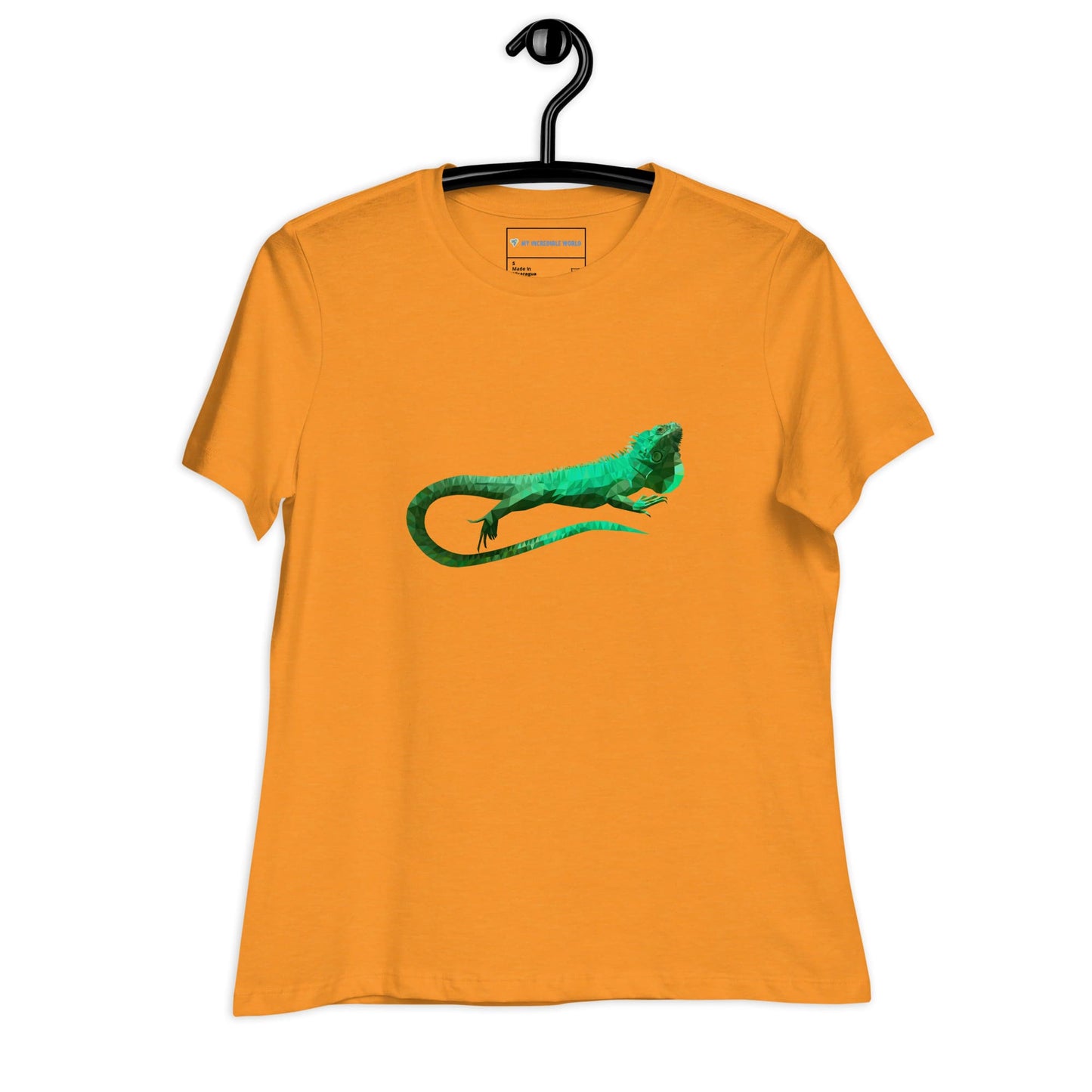 "Low-Poly Iguana" Polygonal Iguana T-Shirt for Women Heather Marmalade / S