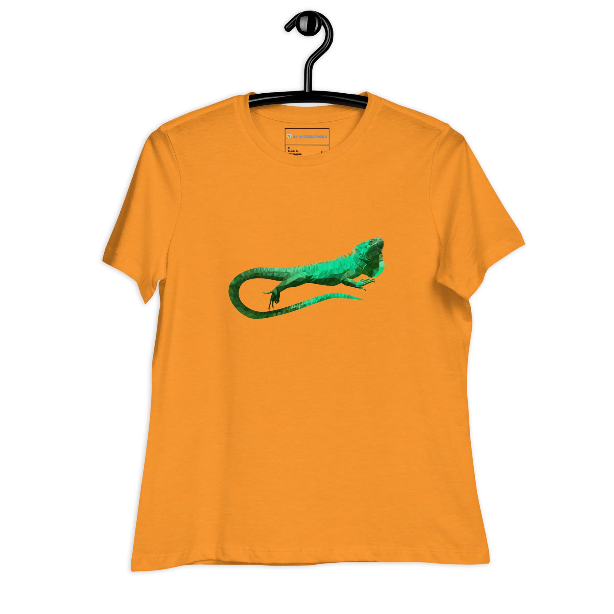 "Low-Poly Iguana" Polygonal Iguana T-Shirt for Women Heather Marmalade / S