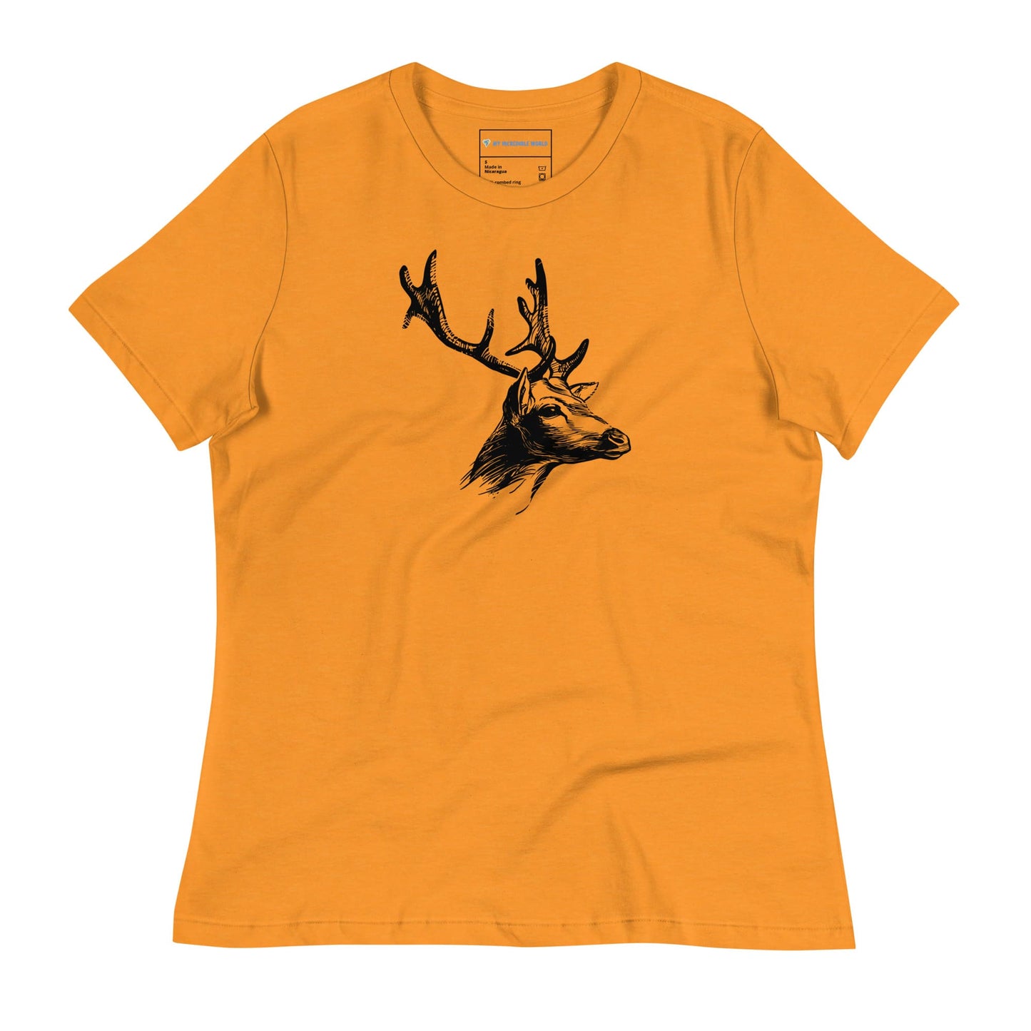 "Magnificent Buck" Deer Sketch T-Shirt (Women's) Heather Marmalade / S