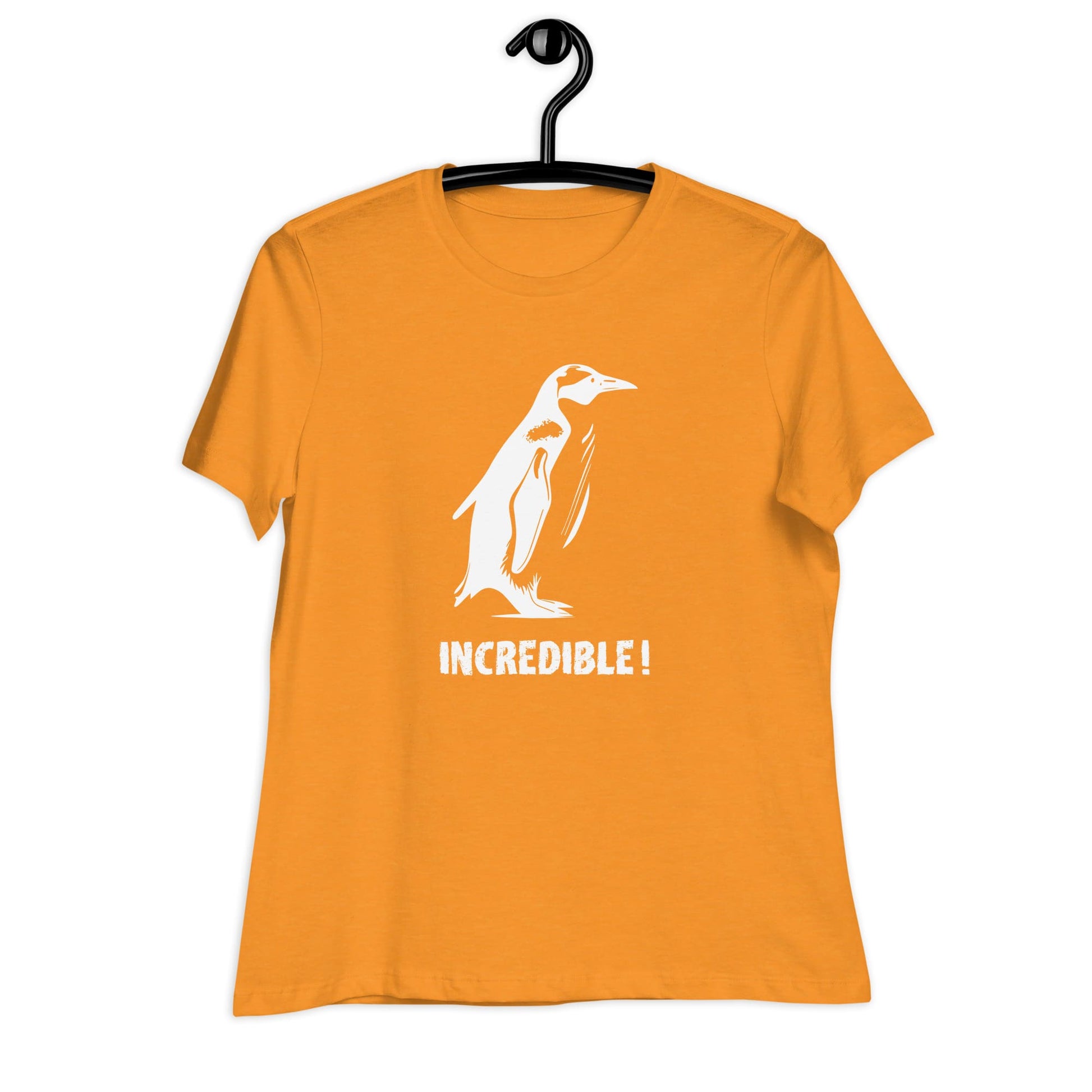 Penguins Are Incredible!” Penguin T-Shirt – White Print (Women’s) Heather Marmalade / S