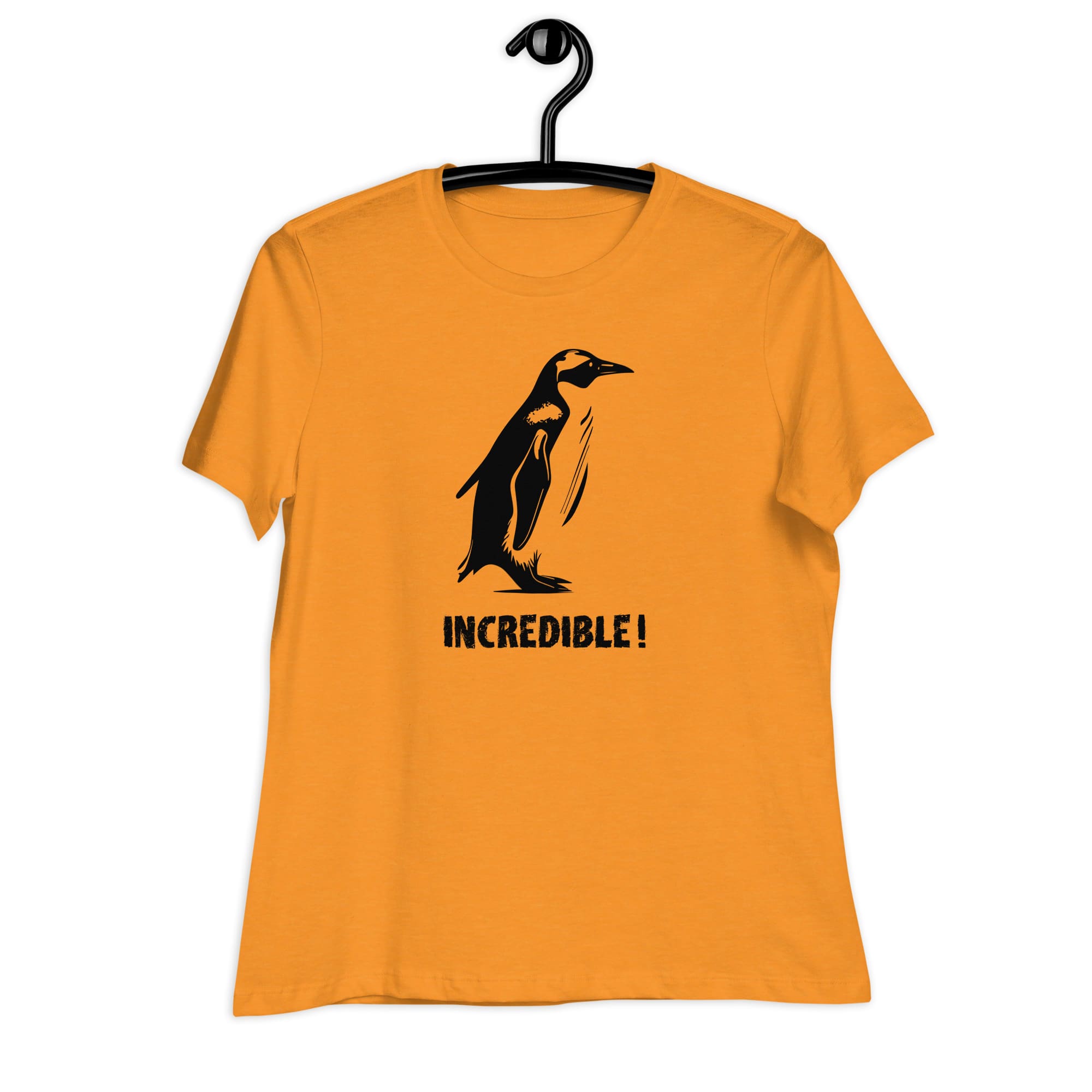 Penguins Are Incredible!” Penguins T-Shirt – Black Print (Women’s) Heather Marmalade / S