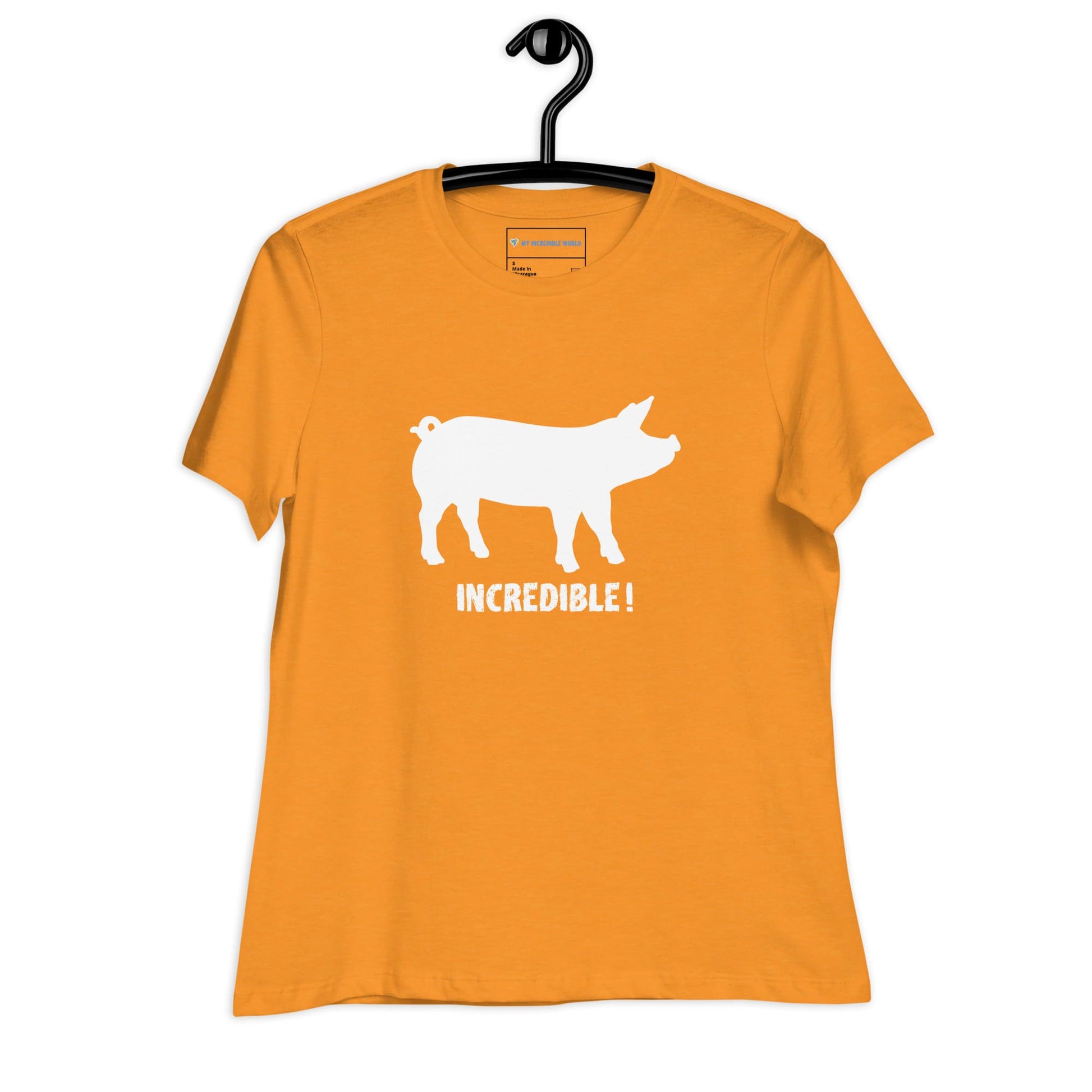 "Pigs Are Incredible" Pig T-Shirt for Women (White Print) Heather Marmalade / S