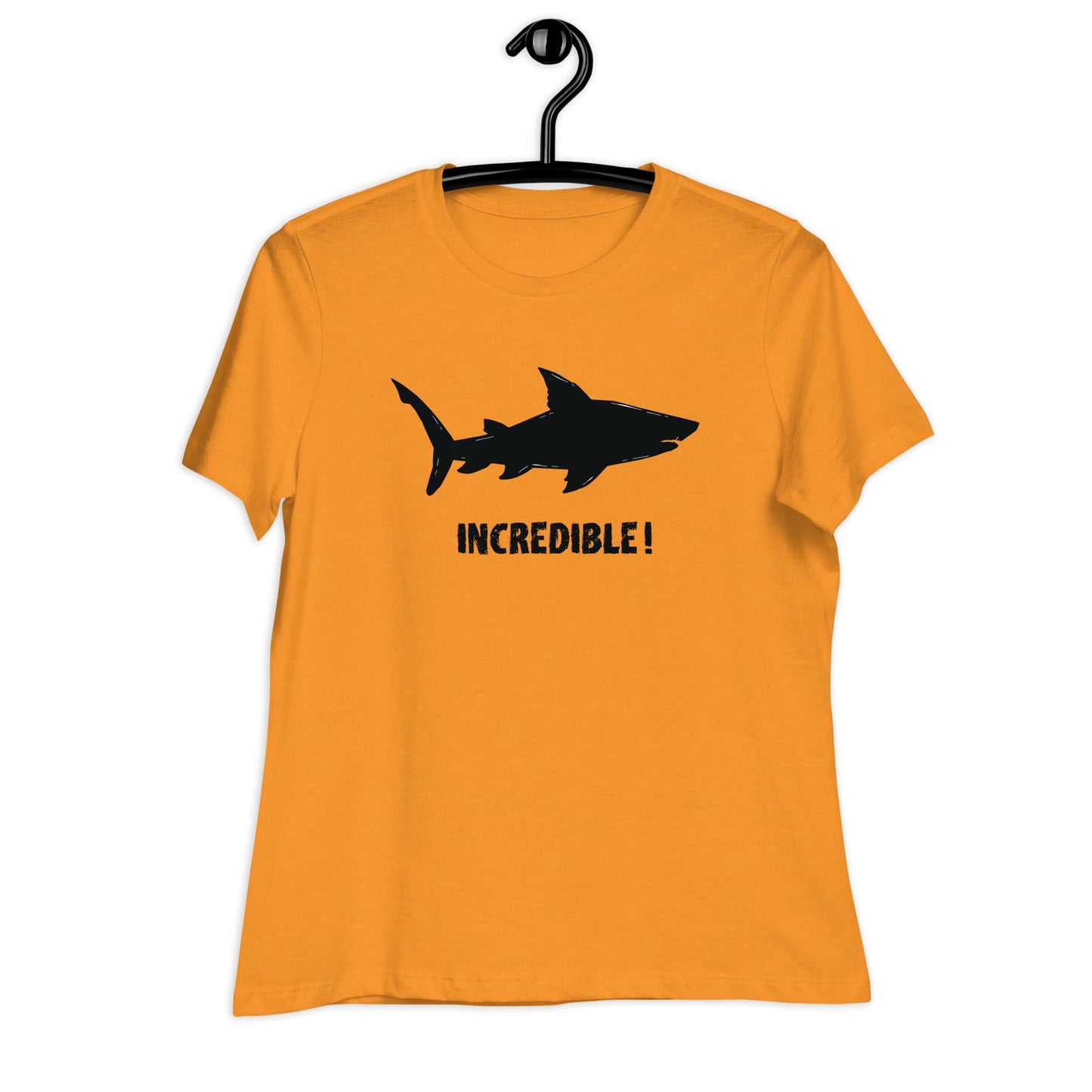 “Sharks Are Incredible” Shark T-Shirt for Women (Black Print) Heather Marmalade / S