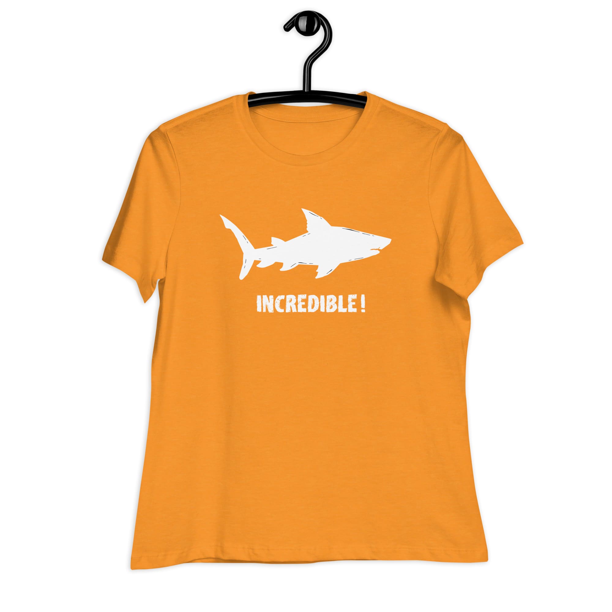 "Sharks Are Incredible" Shark T-Shirt for Women (White Print) Heather Marmalade / S