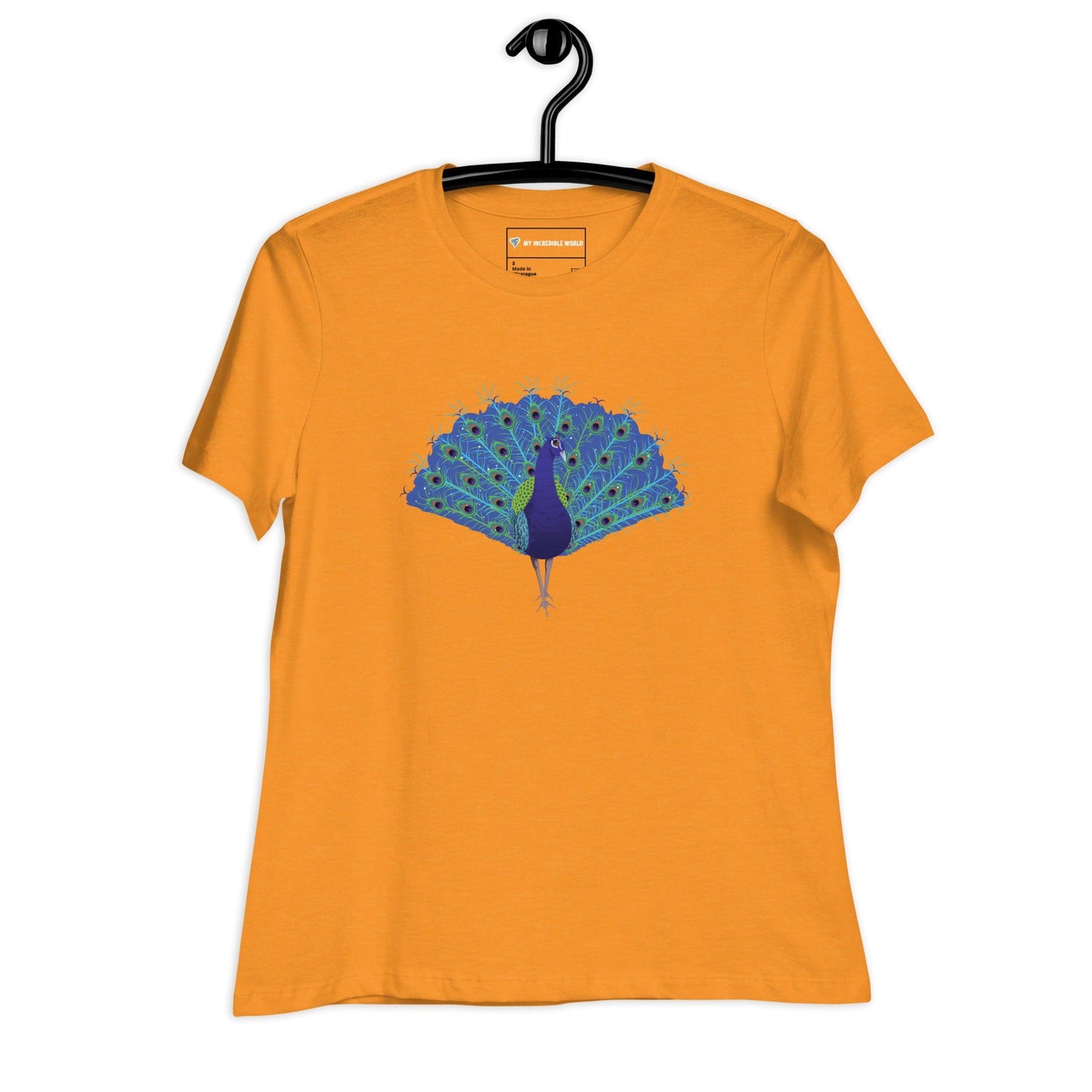 "Strut Your Stuff" Peacock T-Shirt (Women's) Heather Marmalade / S