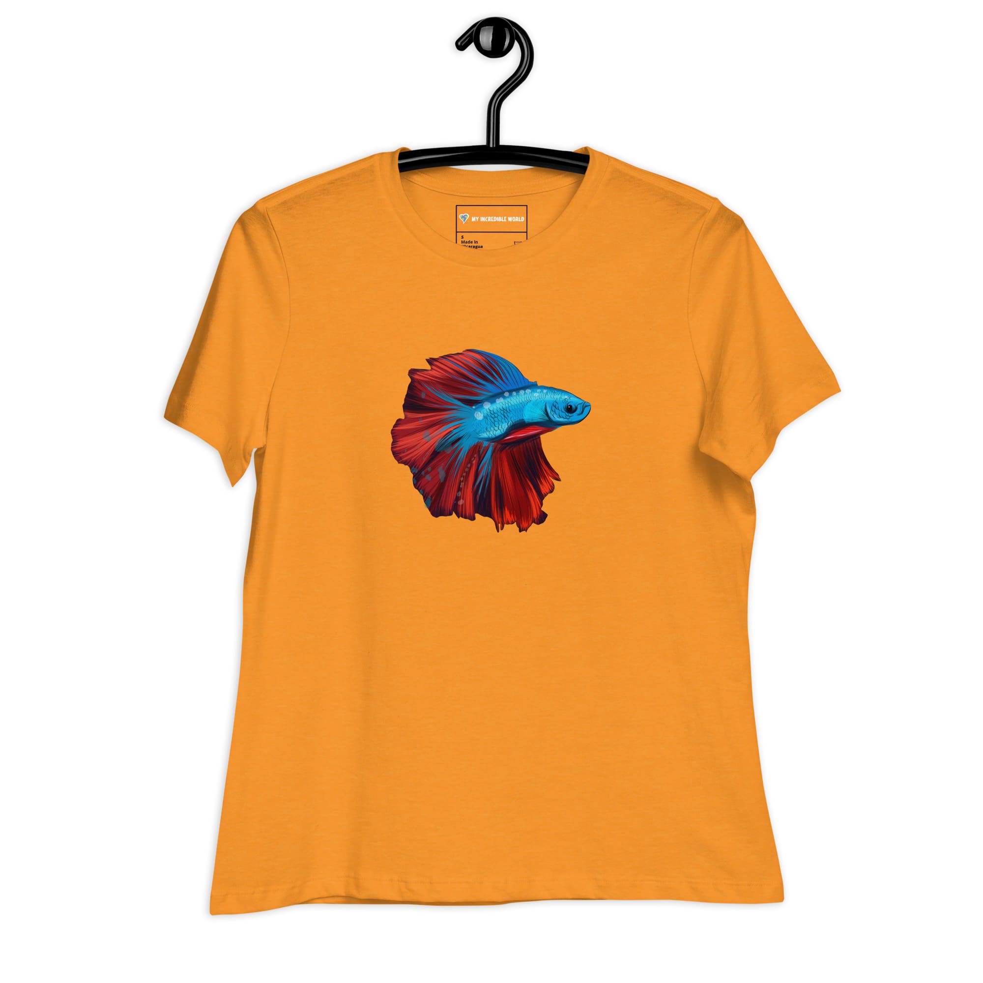 "Watercolor Betta" Women's Betta Fish T-Shirt Heather Marmalade / S