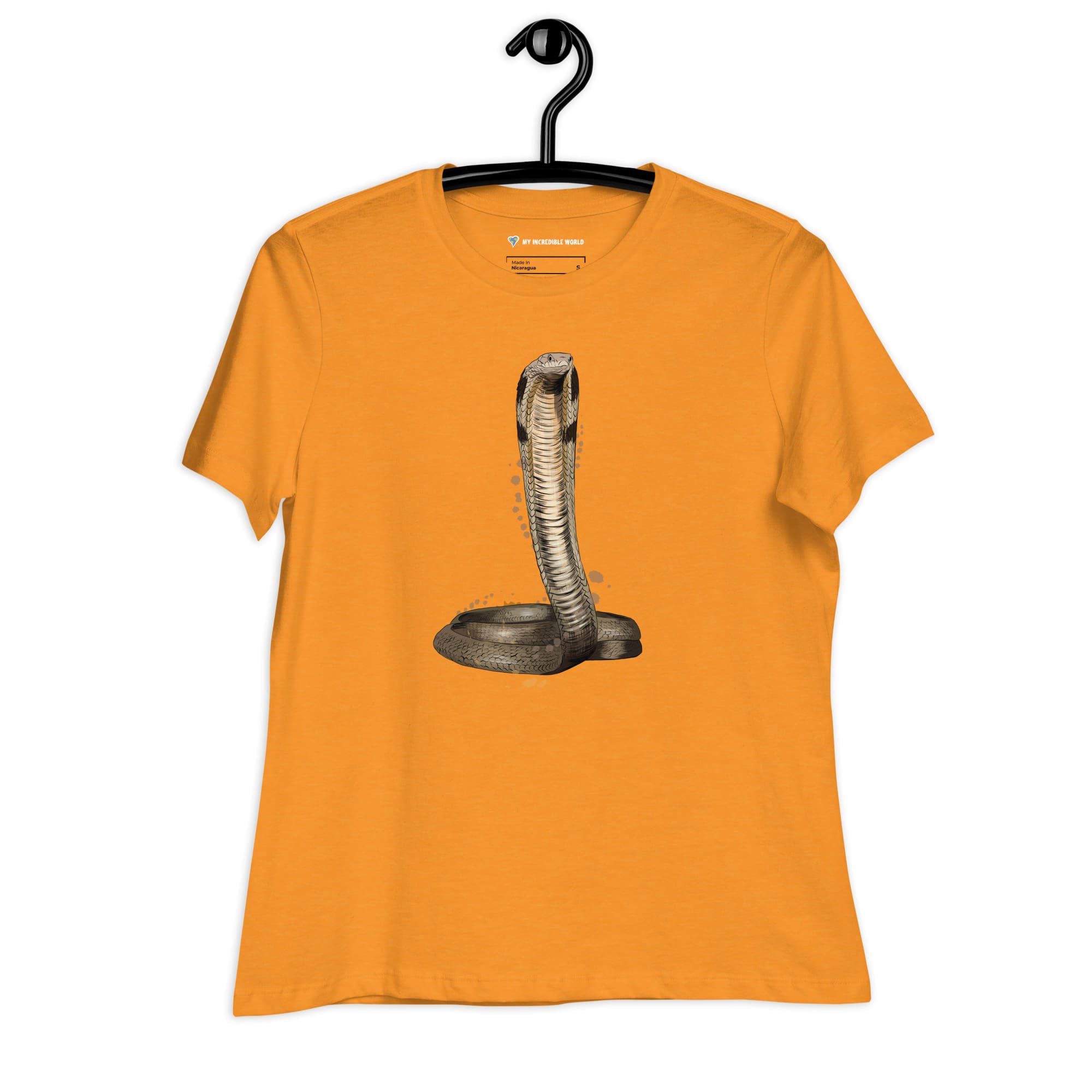 "Watercolor Cobra" Women's Cobra T-Shirt (Snake) Heather Marmalade / S