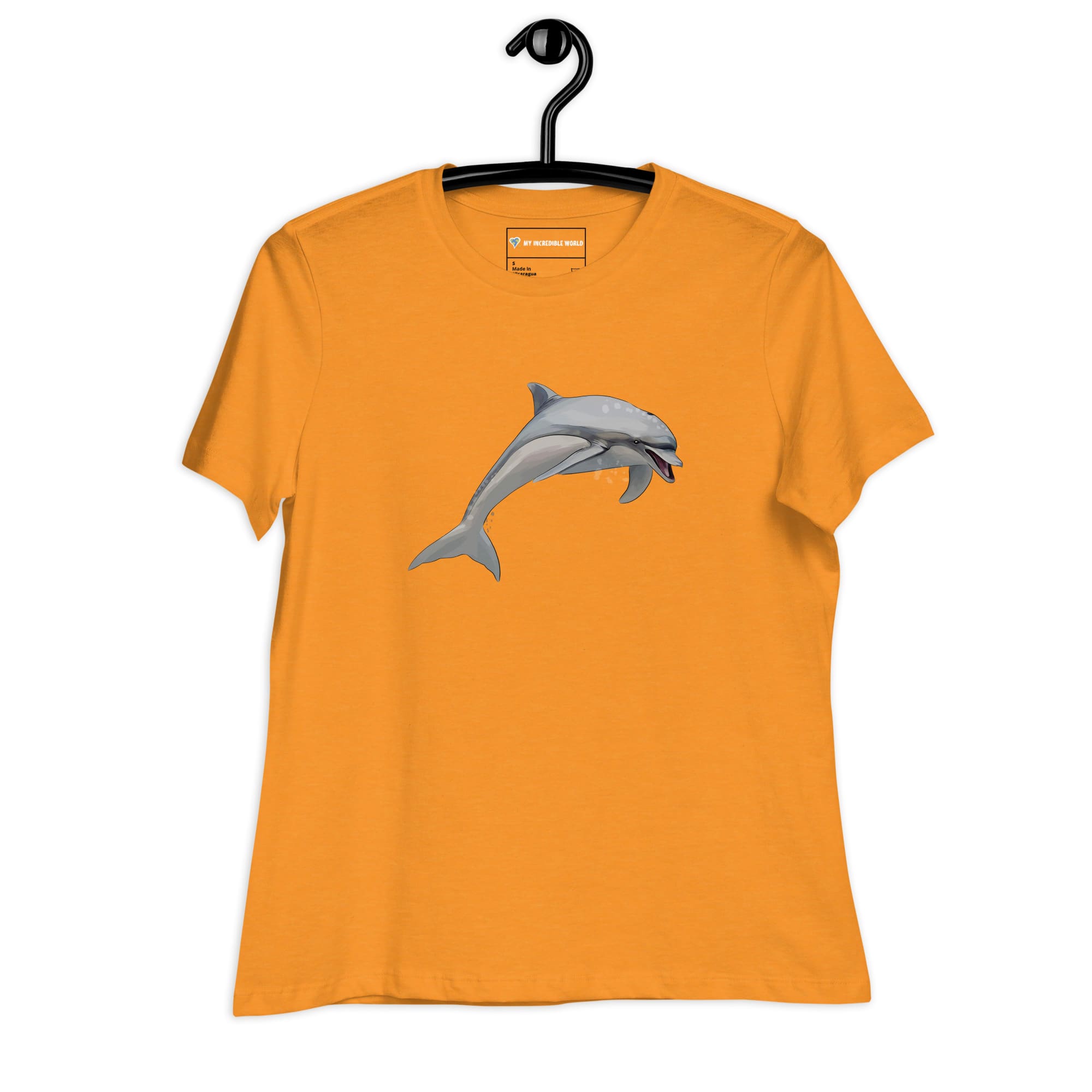 "Watercolor Dolphin" Women's Dolphin T-Shirt Heather Marmalade / S