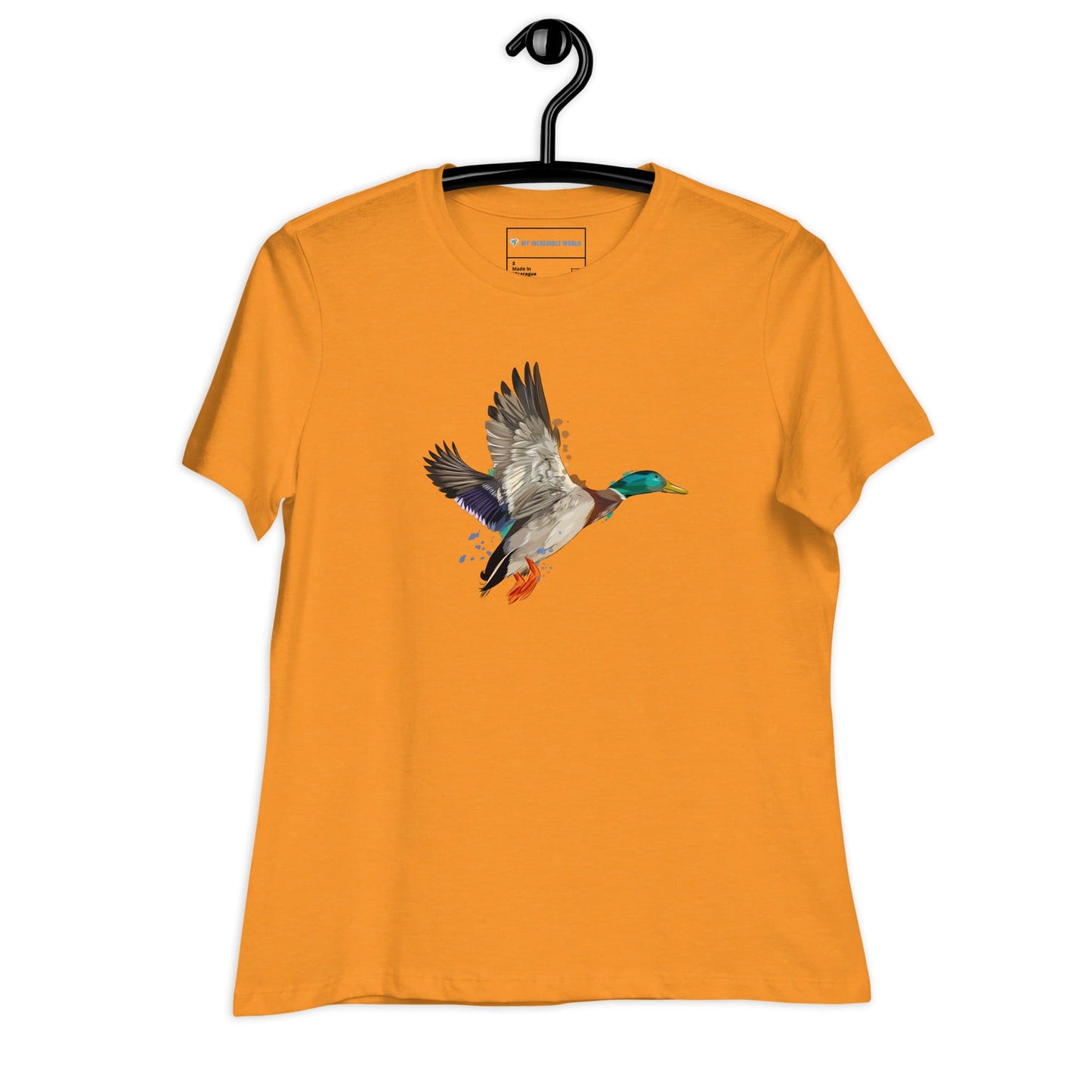 "Watercolor Duck" Women's Mallard Duck T-Shirt Heather Marmalade / S