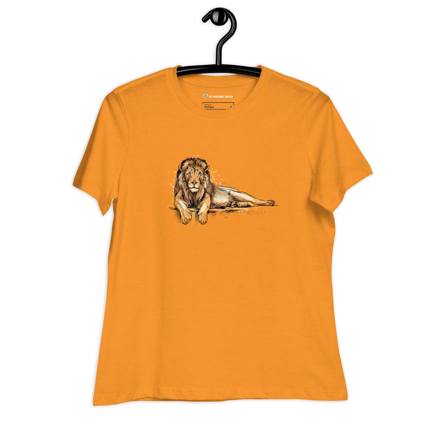 "Watercolor Lion" Women's Lion T-Shirt Heather Marmalade / S