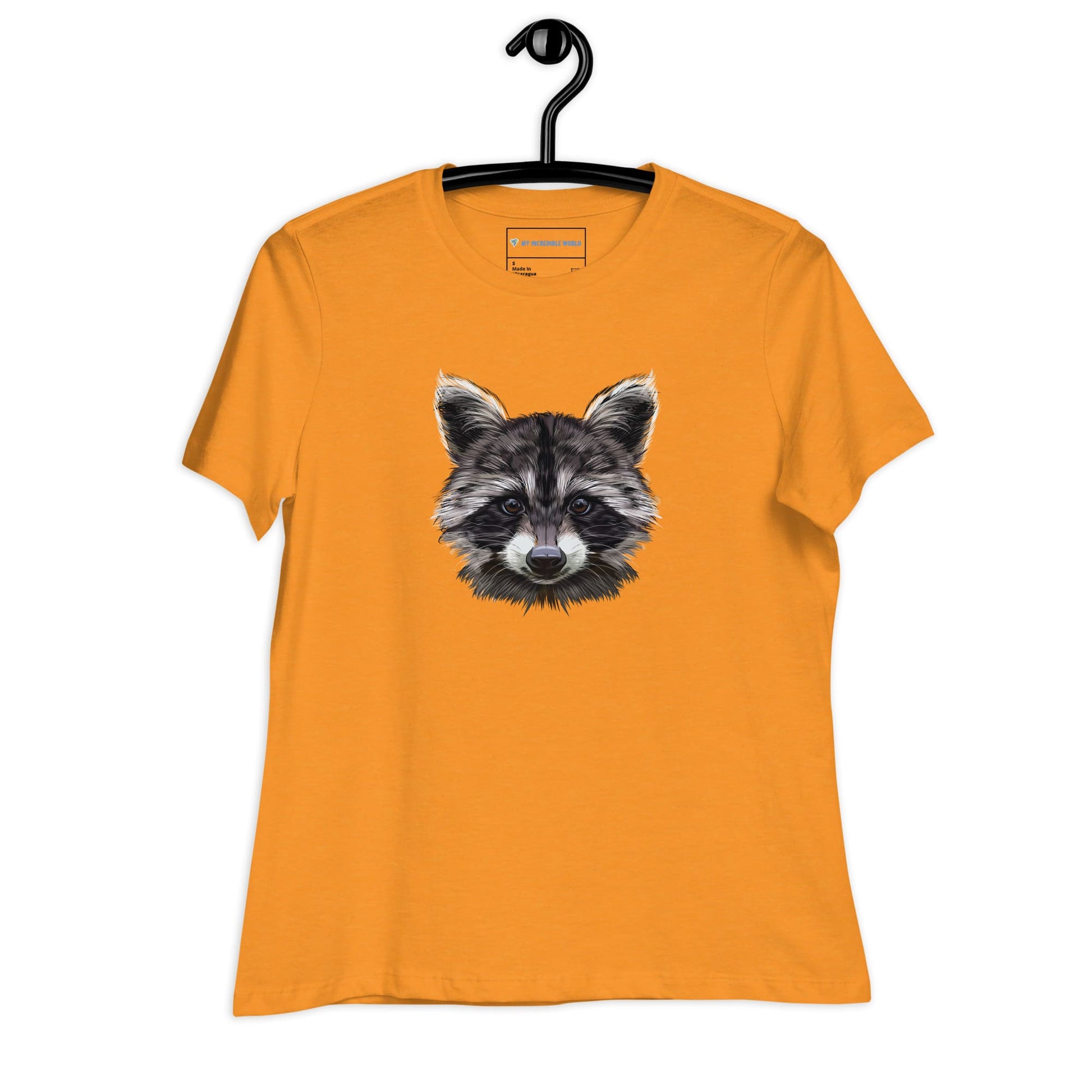 "Watercolor Raccoon" Women's Raccoon T-Shirt Heather Marmalade / S